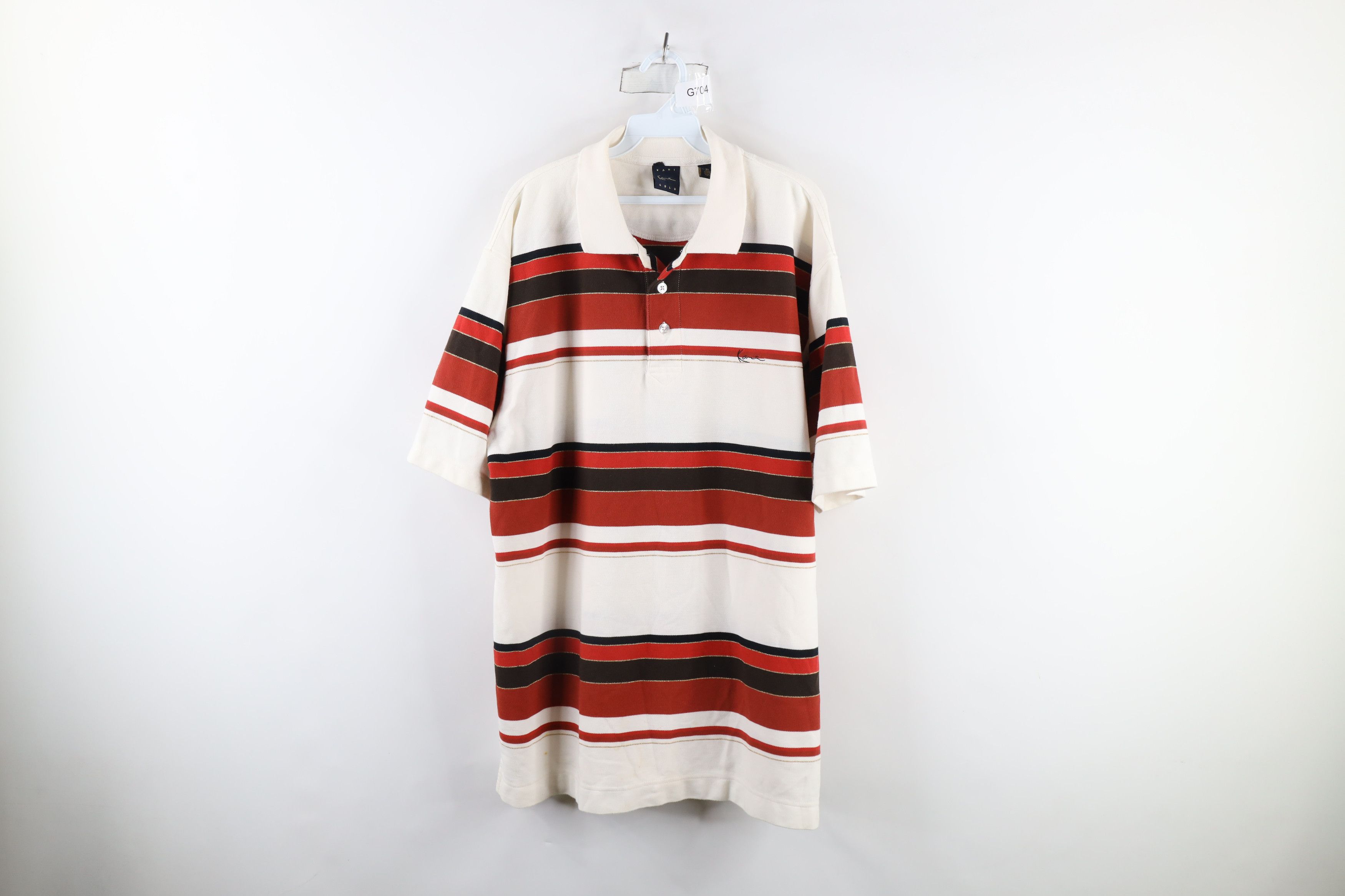 Karl Kani × Vintage Vintage 90s Karl Kani Spell Out Striped Hip Hop Polo Shirt Size US XL / EU 56 / 4 - 1 Thumbnail