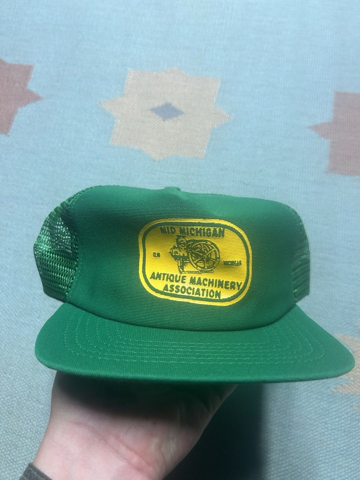Vintage 80s trucker hat mid Michigan antique machinery tractor USA Size ONE SIZE - 2 Thumbnail