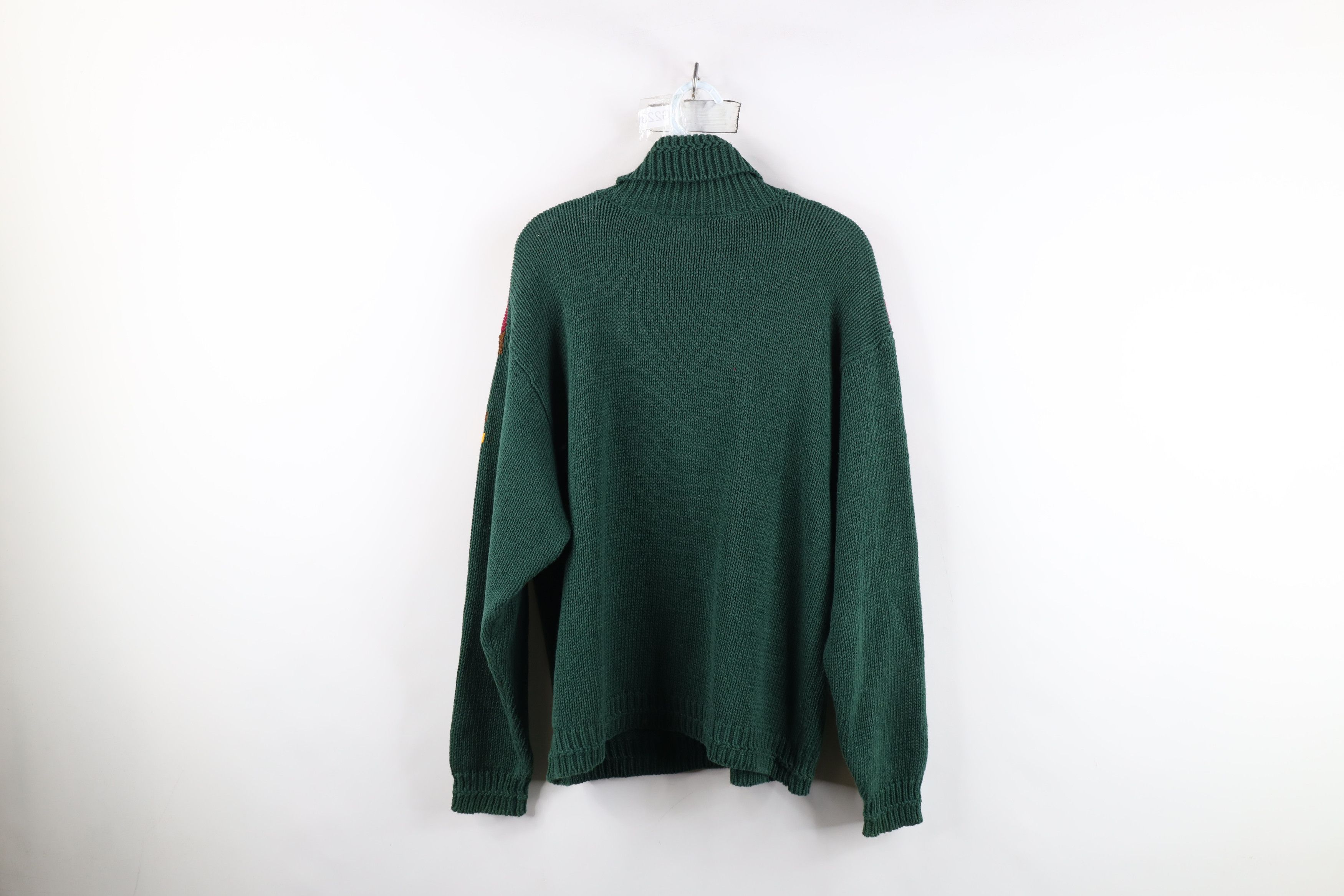 Vintage Vintage 90s Streetwear Nature Leaf Knit Turtleneck Sweater Size XL / US 12-14 / IT 48-50 - 13 Thumbnail