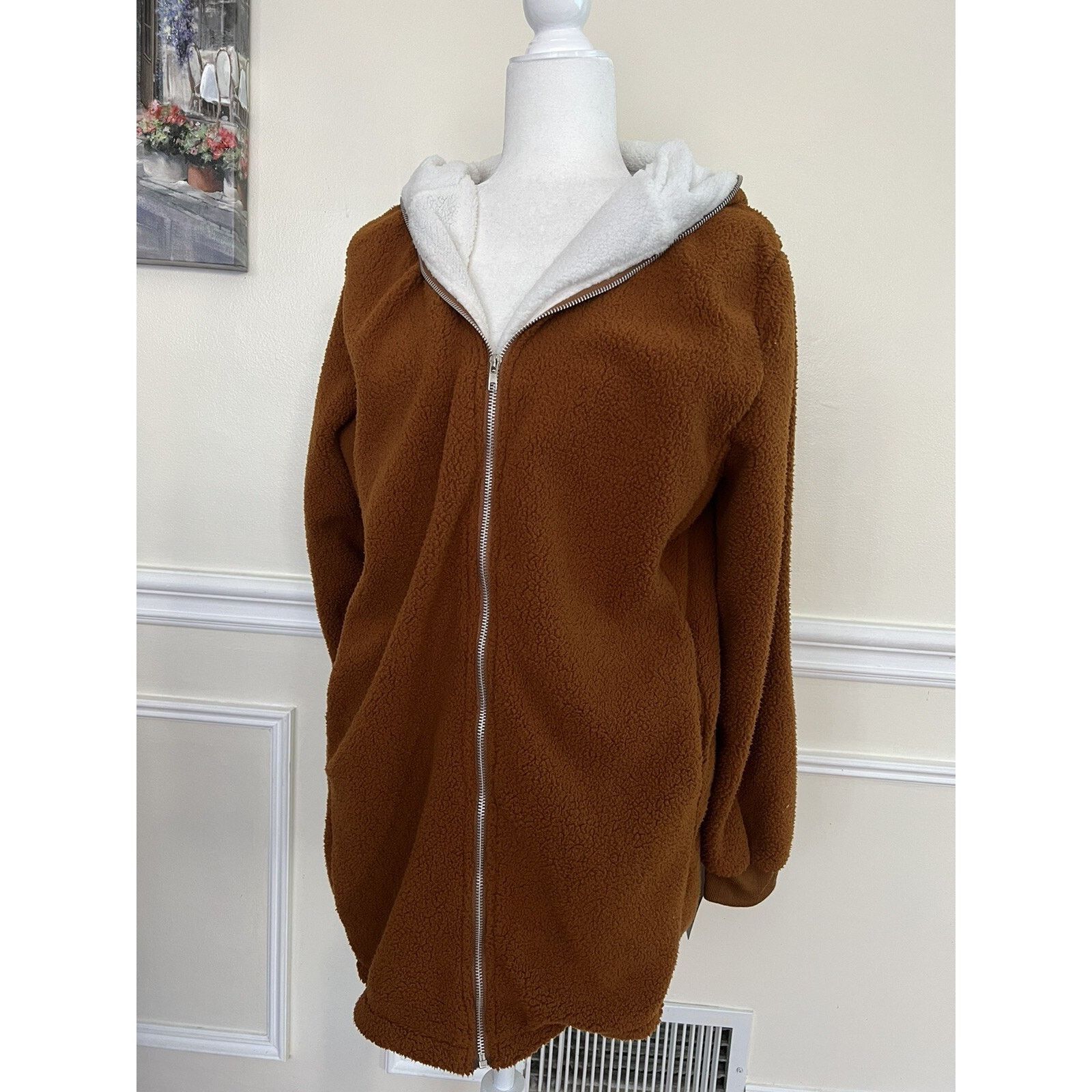 threeASFOUR Forgotten Grace Hooded Fuzzy Zip Up Jacket size XL A003025 Size XL / US 12-14 / IT 48-50 - 2 Thumbnail