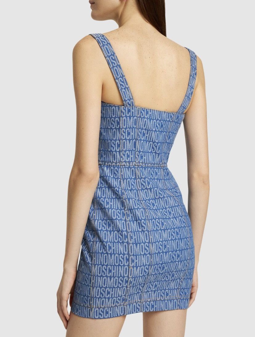 Moschino MOSCHINO Denim Jacquard Logo Bustier Mini Dress Size S / US 4 / IT 40 - 11 Thumbnail