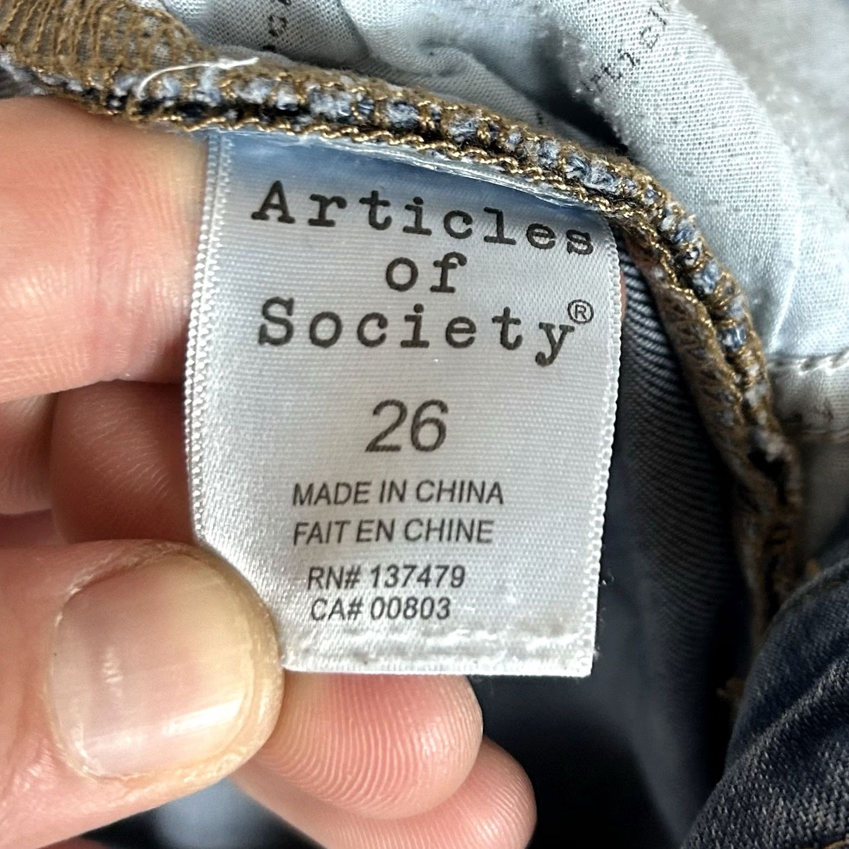 Vintage Articles Of Society Skinny Jeans Womens 26 Blue Denim Mid Rise 5-Pocket Comfort Stretch Pants Size 26" / US 2 / IT 38 - 6 Thumbnail