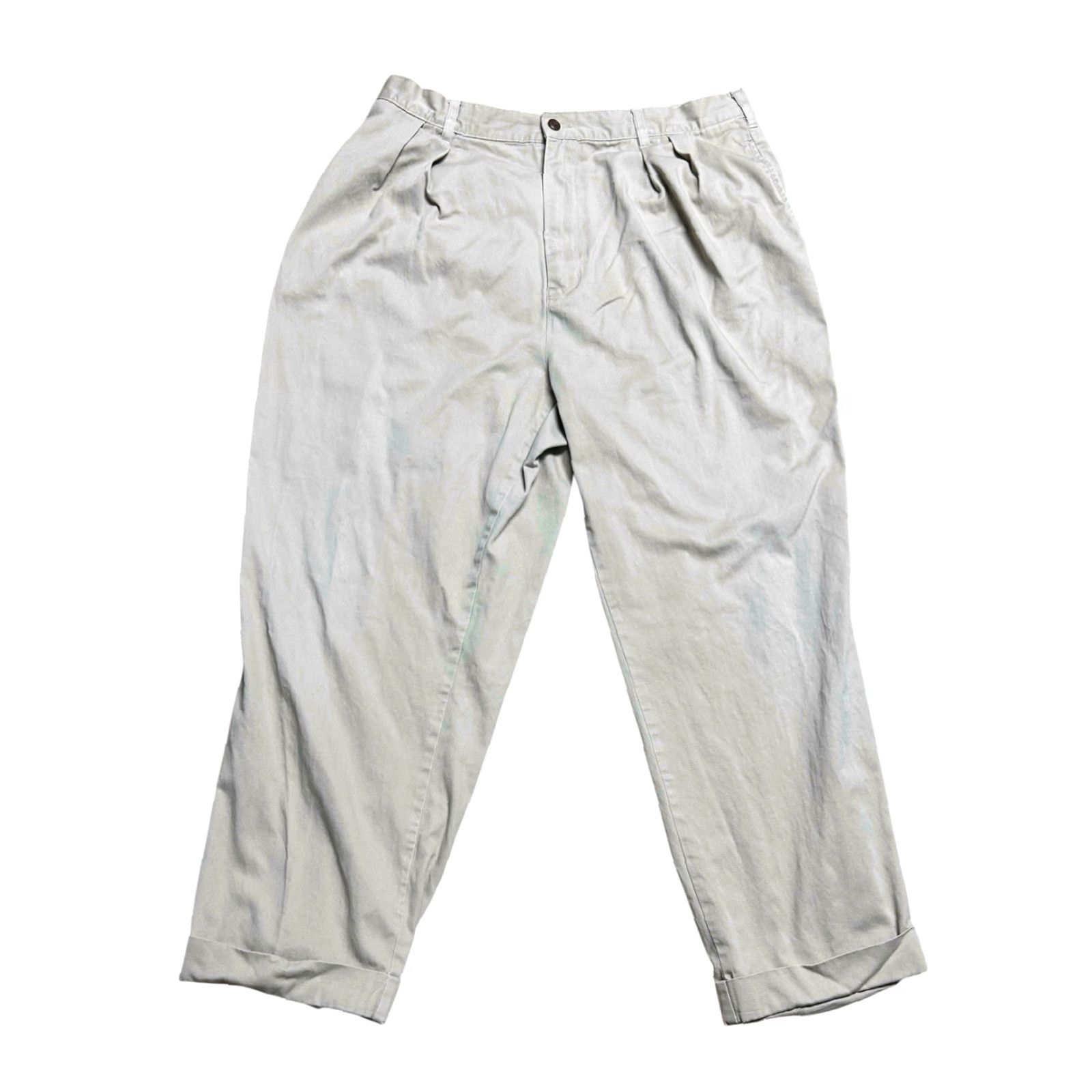 Ralph Lauren Chaps Ralph Lauren Trousers Mens 40x32 Brown Khaki Pleated Pants Vintage Gray 90s City Preppy Straight Size US 40 / EU 56 - 2 Thumbnail