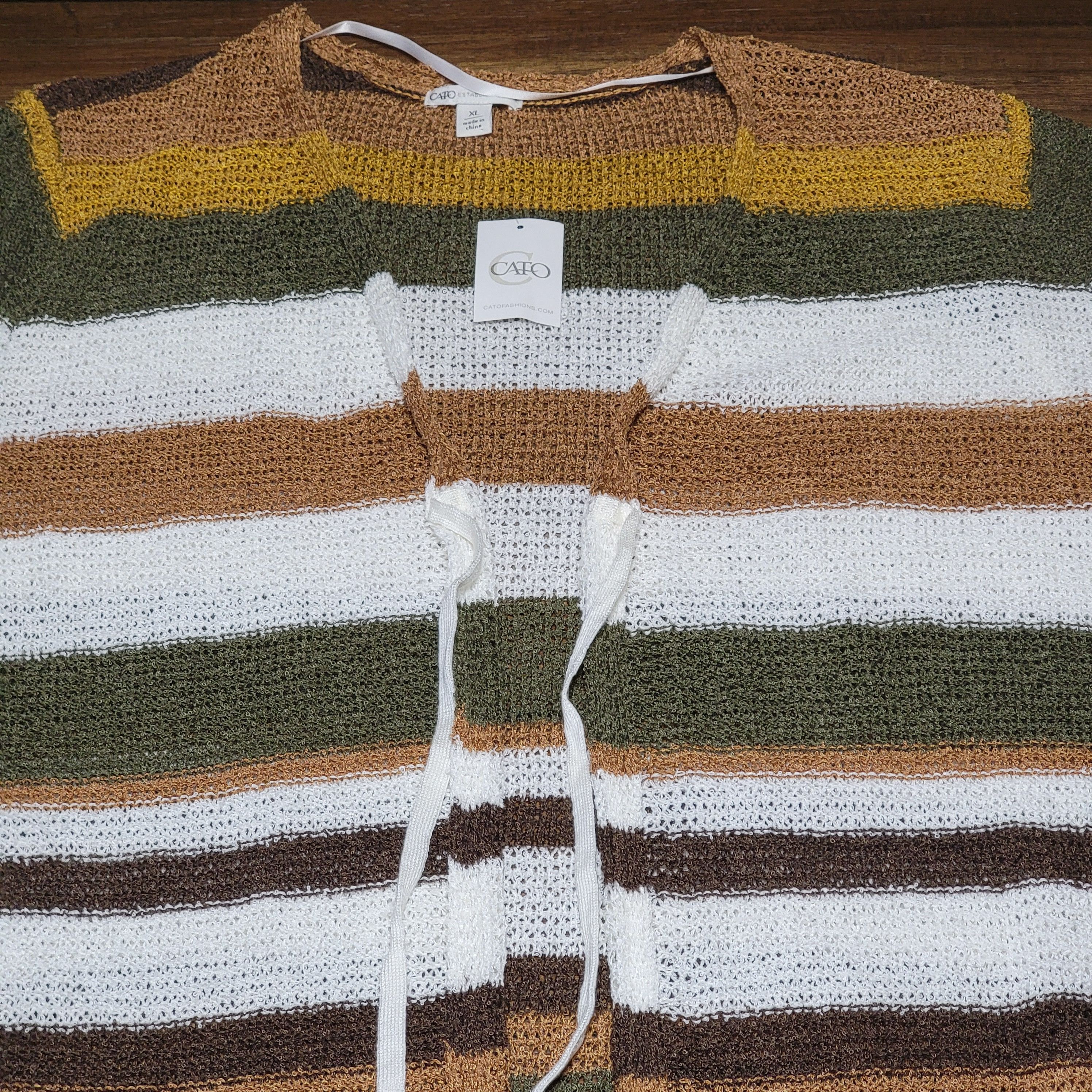 Other Cato Knit Brown Stripes Long Cardigan - Size XL NWT Size XL / US 12-14 / IT 48-50 - 2 Thumbnail