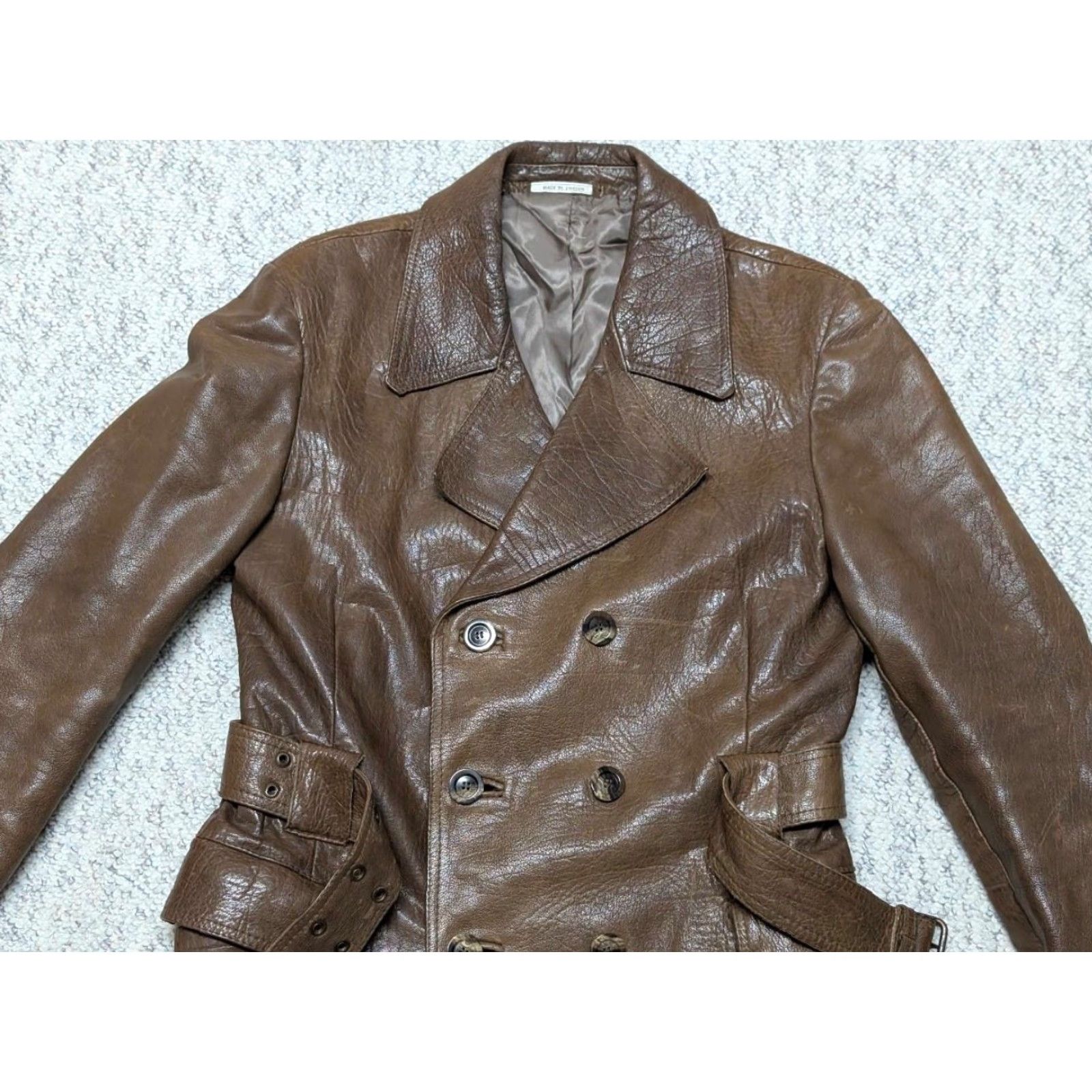 Vintage VINTAGE Ericson BELTED brown leather 38 trench coat SHERLOCK 1970s overcoat MEN Adult Small Brown Aviator Belted 3/4 Length Wool? Size US S / EU 44-46 / 1 - 4 Thumbnail