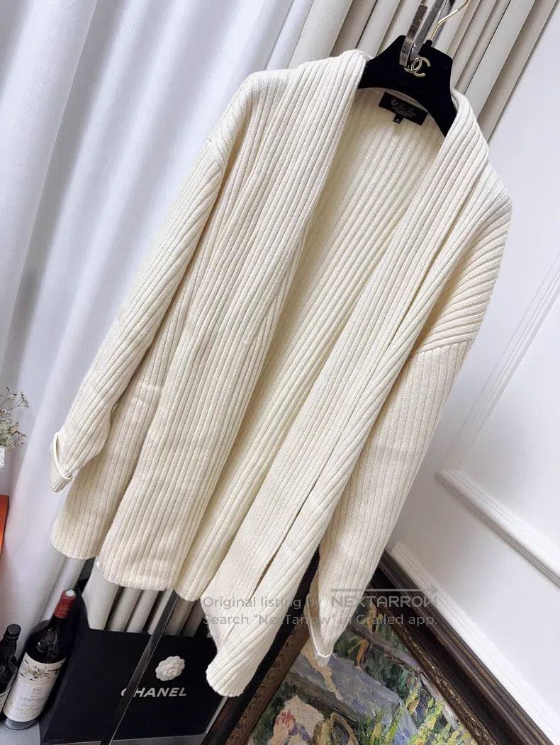 Loro Piana Loro Piana Beige Ribbed Mid-Length Knit Cardigan Jacket Size S / US 4 / IT 40 - 1 Thumbnail