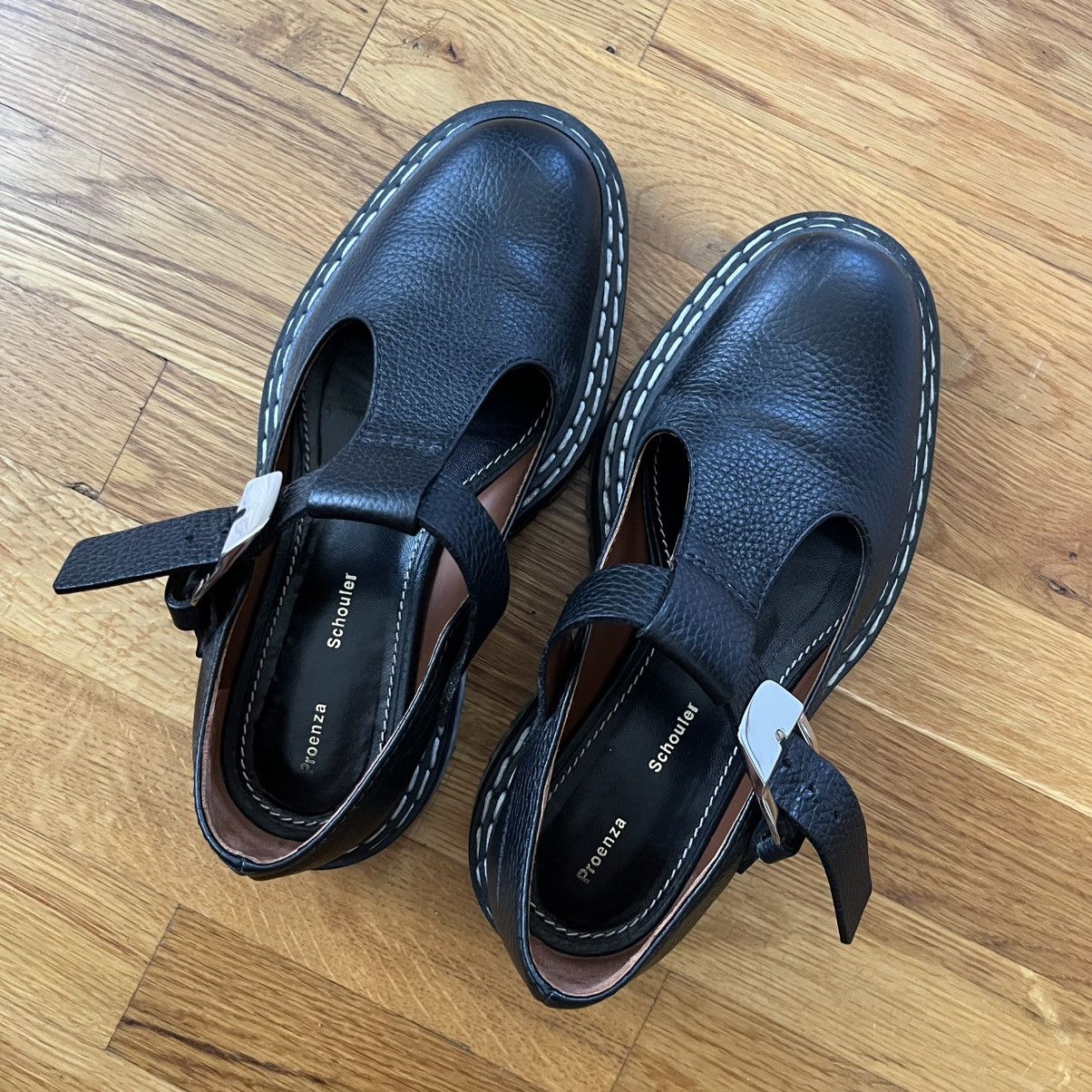 Proenza Schouler Proenza Schouler Mary Jane Oxfords Black Leather Size US 7 / IT 37 - 1 Thumbnail