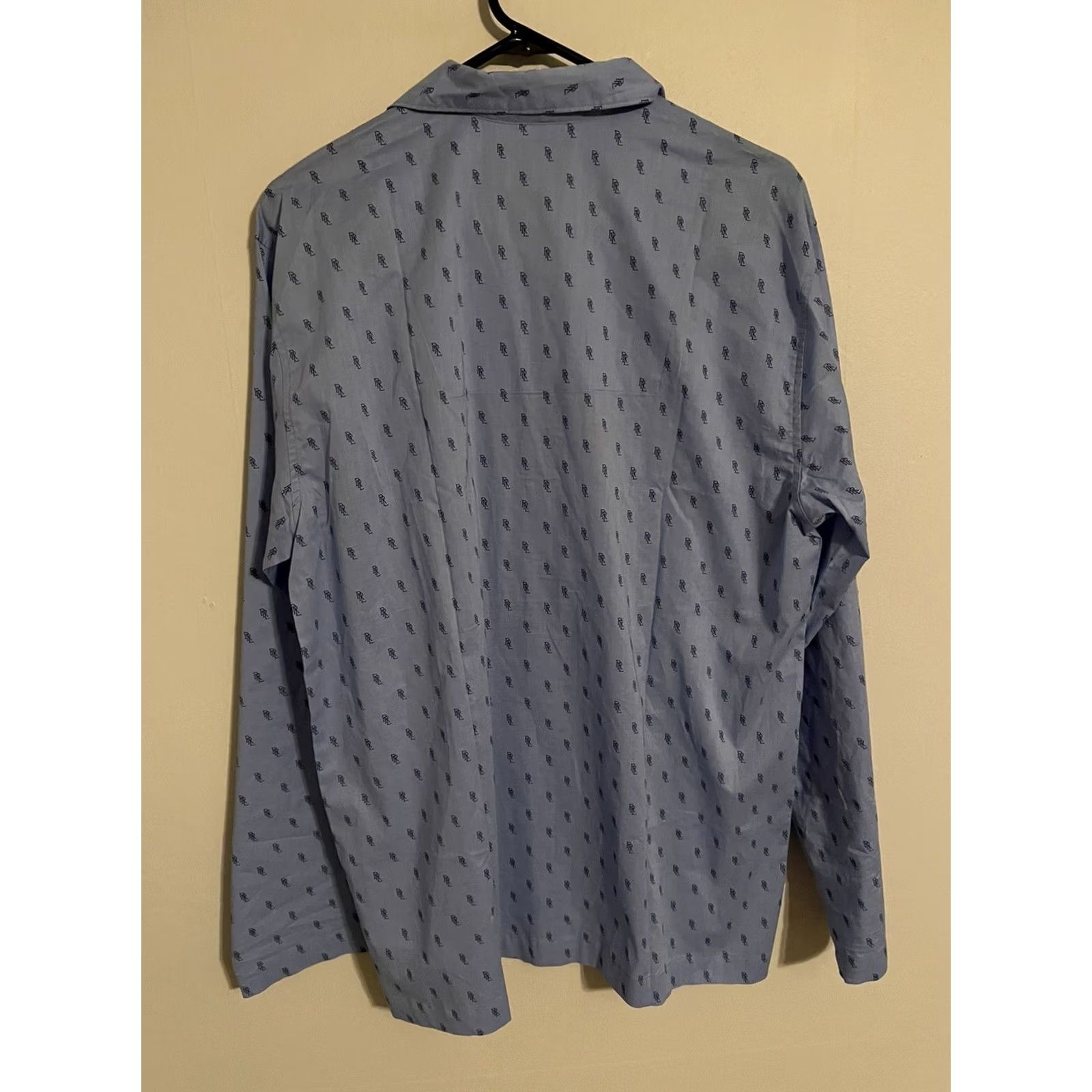 Polo Ralph Lauren VINTAGE Polo Ralph Lauren Light Blue Monogram PRL Pajama Sleepwear Shirt M Mens Pajama Top 100% Cotton with Chest Pocket New Size US M / EU 48-50 / 2 - 4 Thumbnail