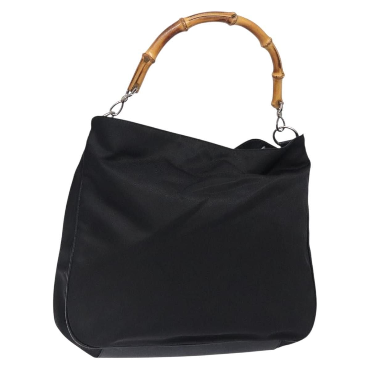GUCCI Bamboo Hand Bag Nylon Black Silver 001 1998 001 1998