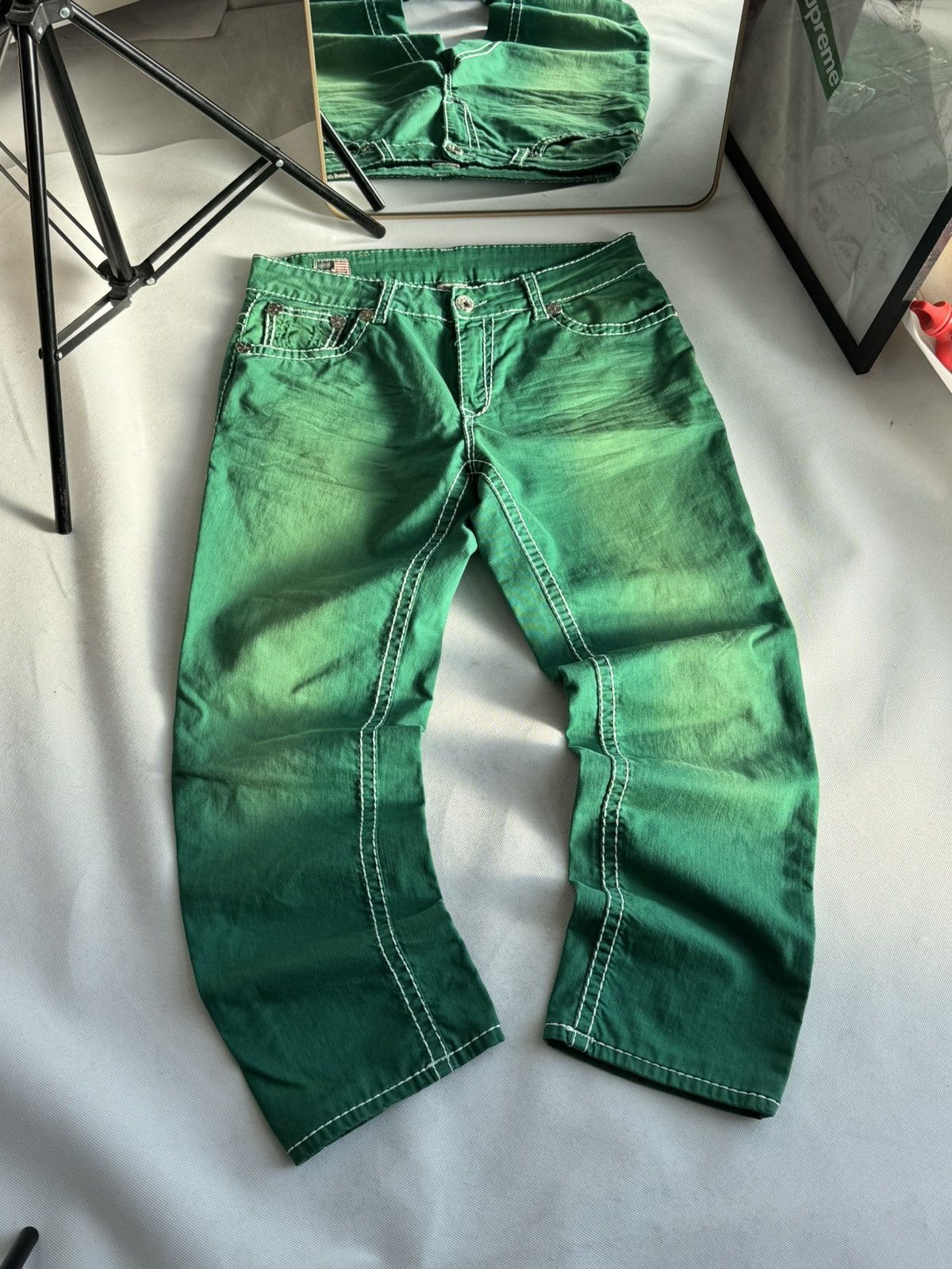 True Religion Vintage Usa True Religion Washed Green Swag Denim Jeans Size US 33 - 4 Thumbnail