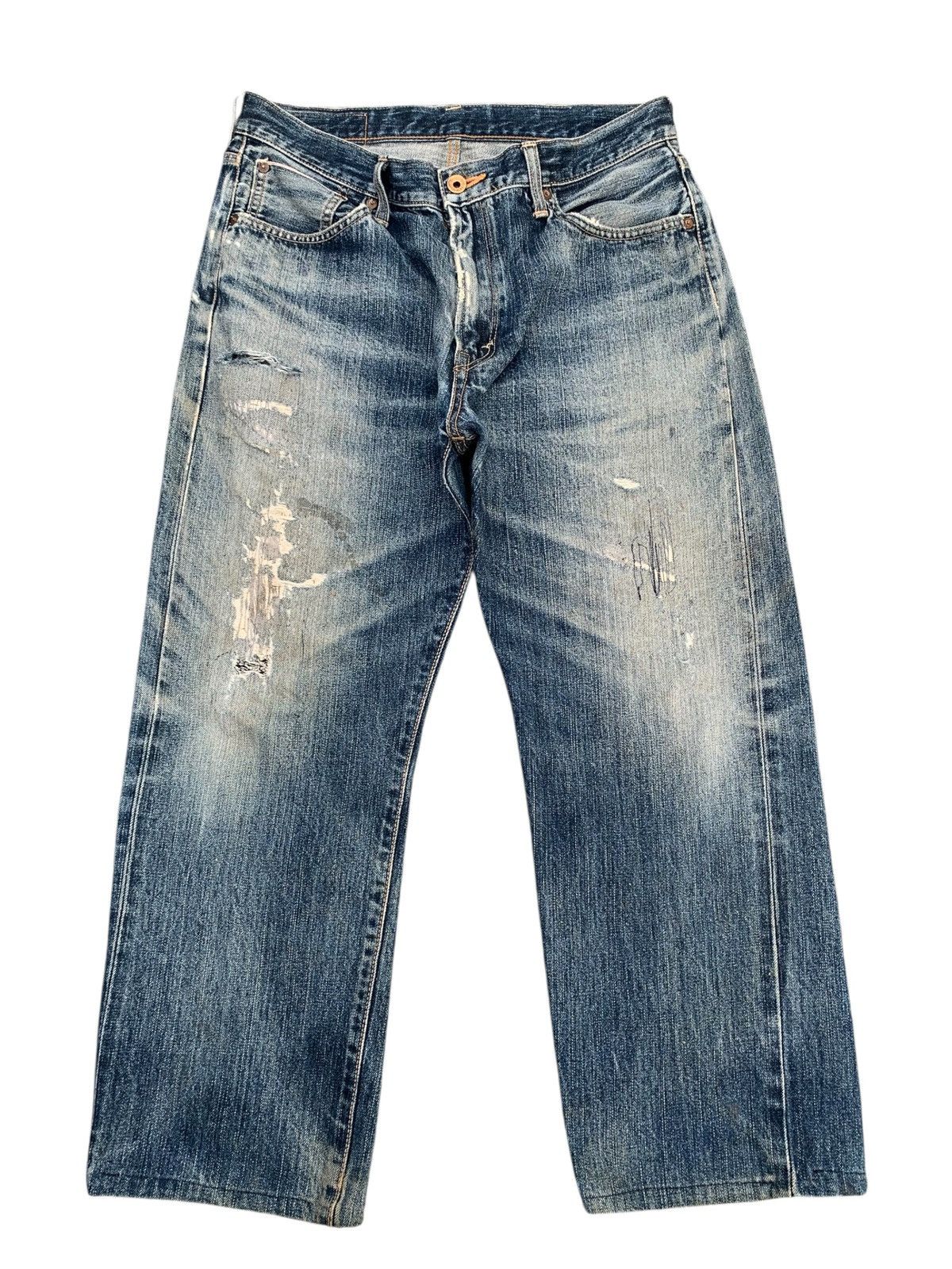 Edwin VINTAGE EDWIN 505 SELVEDGE FADED & RUSTY DISTRESSED DENIM Size US 32 / EU 48 - 1 Thumbnail
