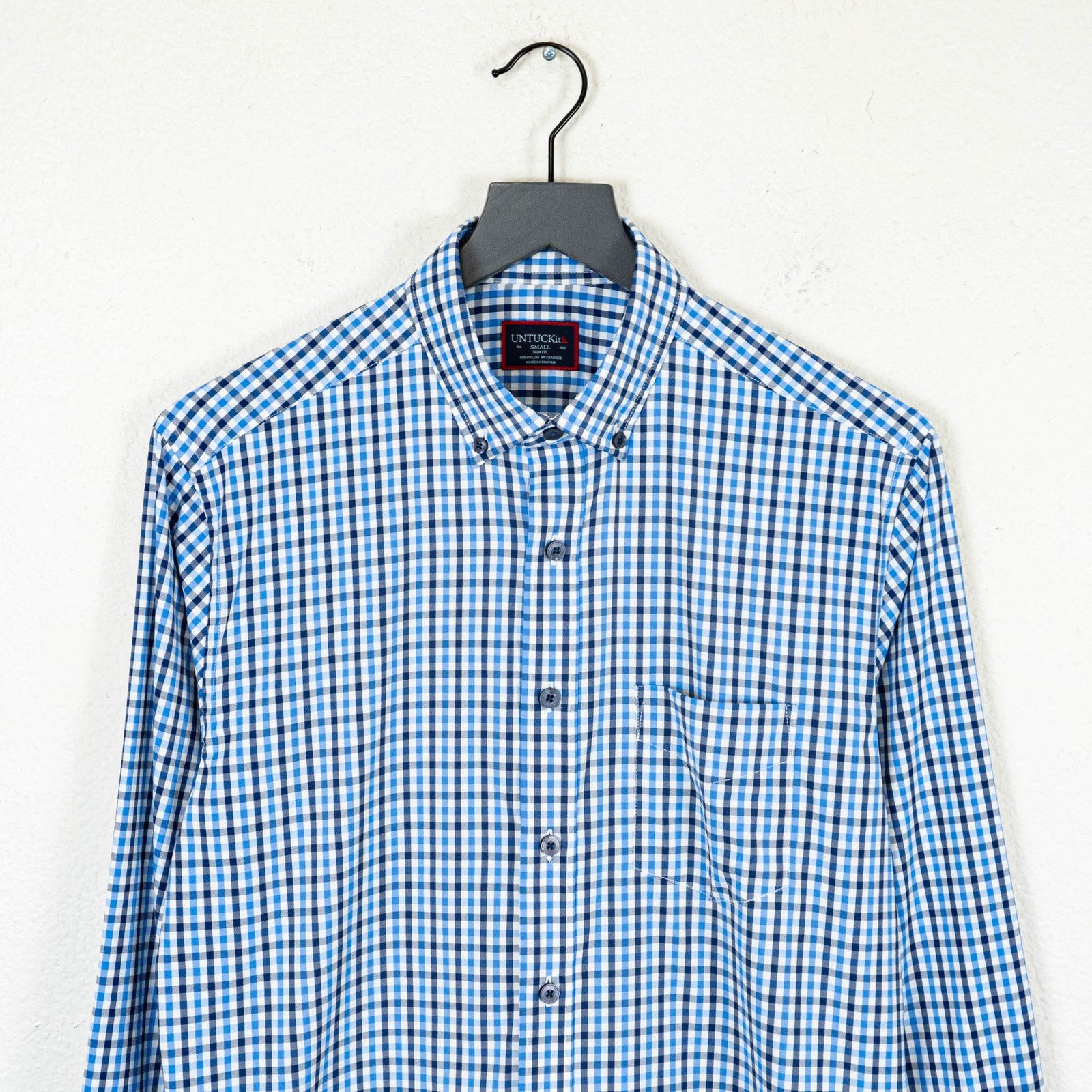 UNTUCKit UNTUCKit Slim Button Down Shirt Blue Gingham check sz Small Size US S / EU 44-46 / 1 - 2 Thumbnail
