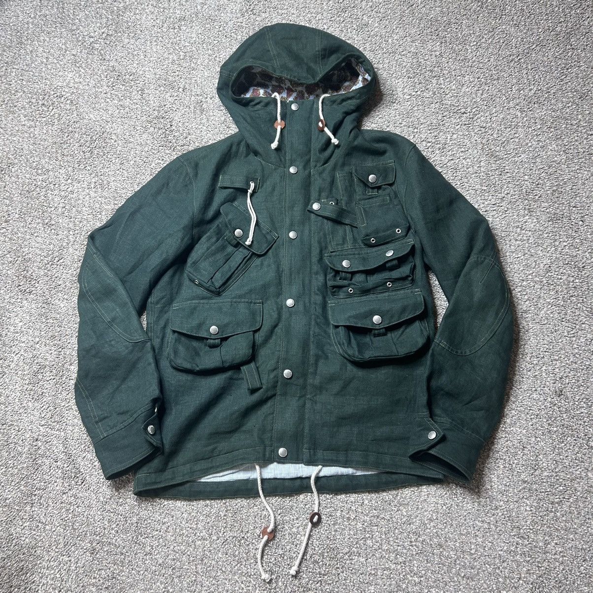 image of Comme Des Garcons x Junya Watanabe Aw15 Linen Cargo Jacket in Green, Men's (Size Large)