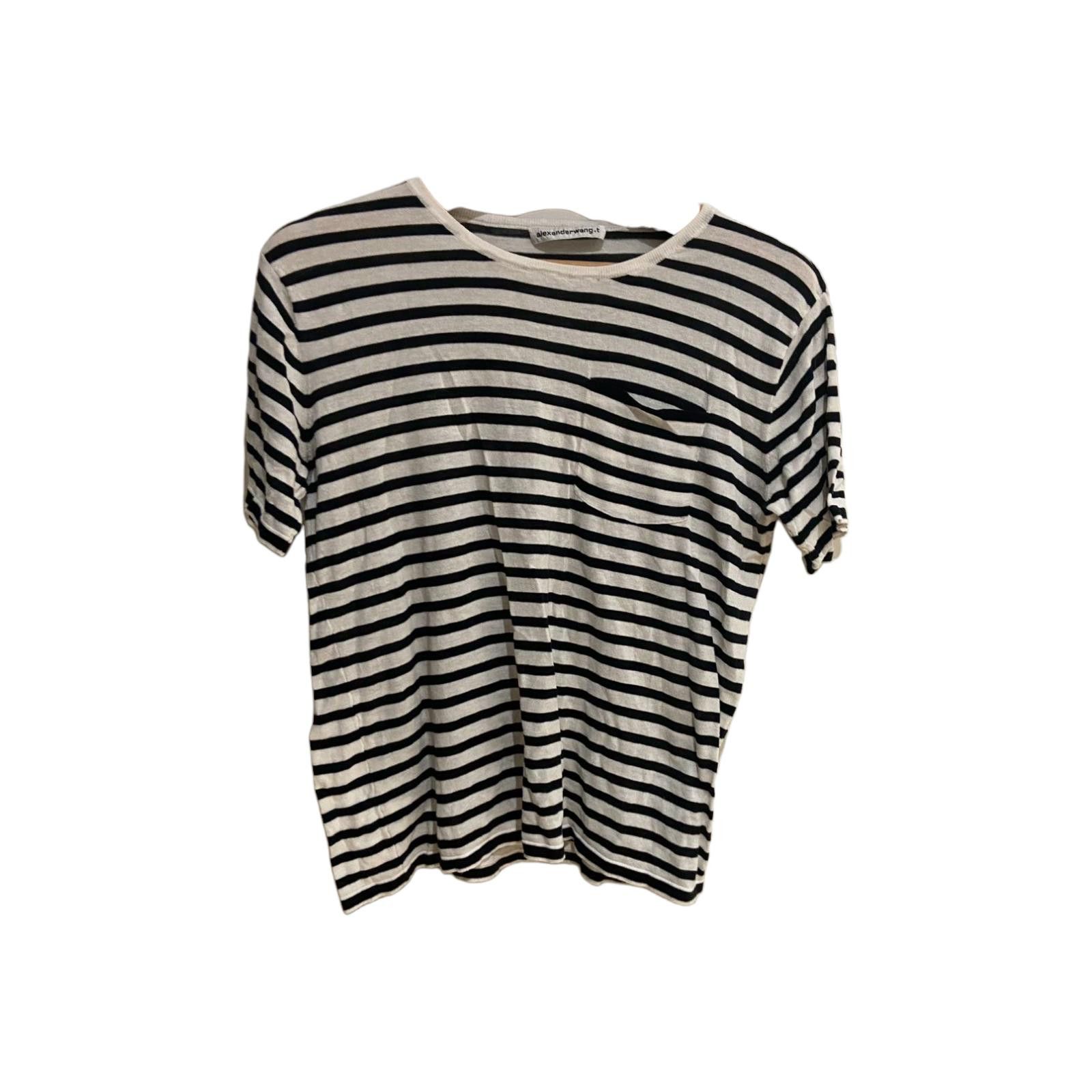 Alexander Wang Alexander Wang T-shirt black/white striped vicose Size S / US 4 / IT 40 - 5 Thumbnail