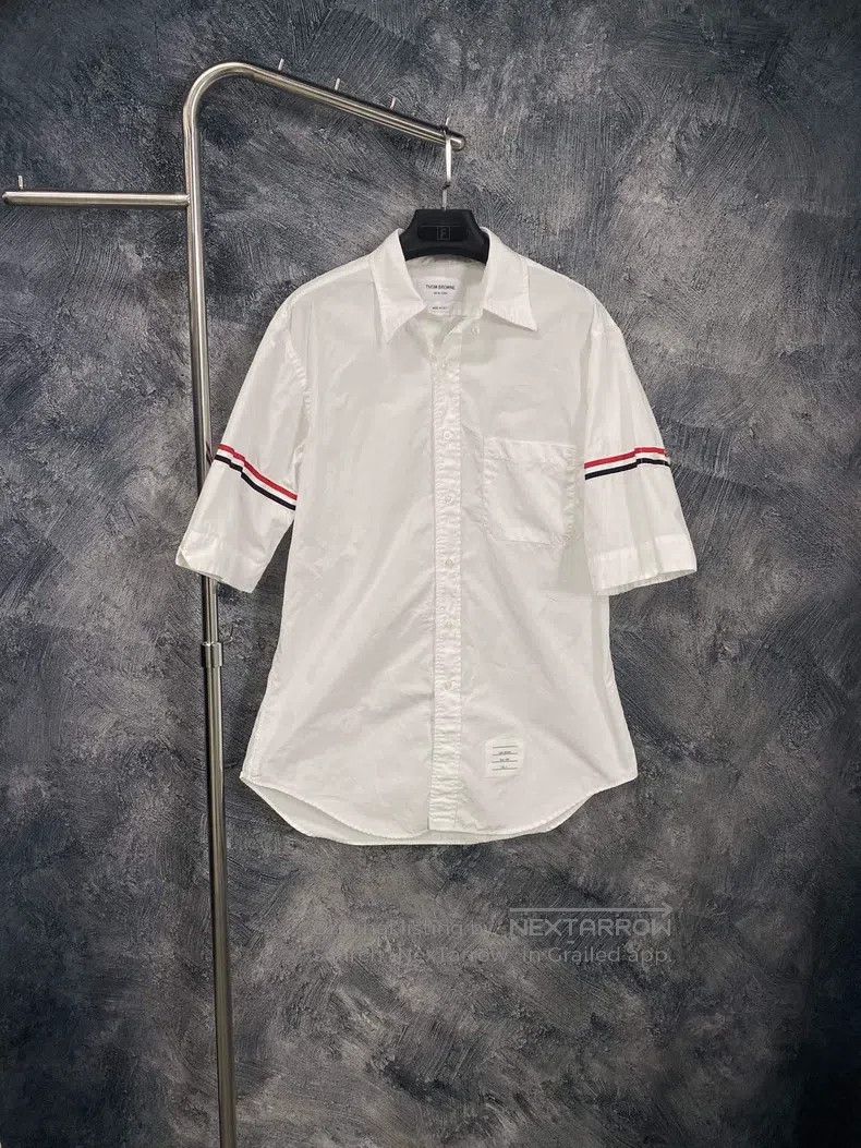 Thom Browne Thom Browne Short-Sleeve Striped Shirt - White Size US XL / EU 56 / 4 - 1 Thumbnail