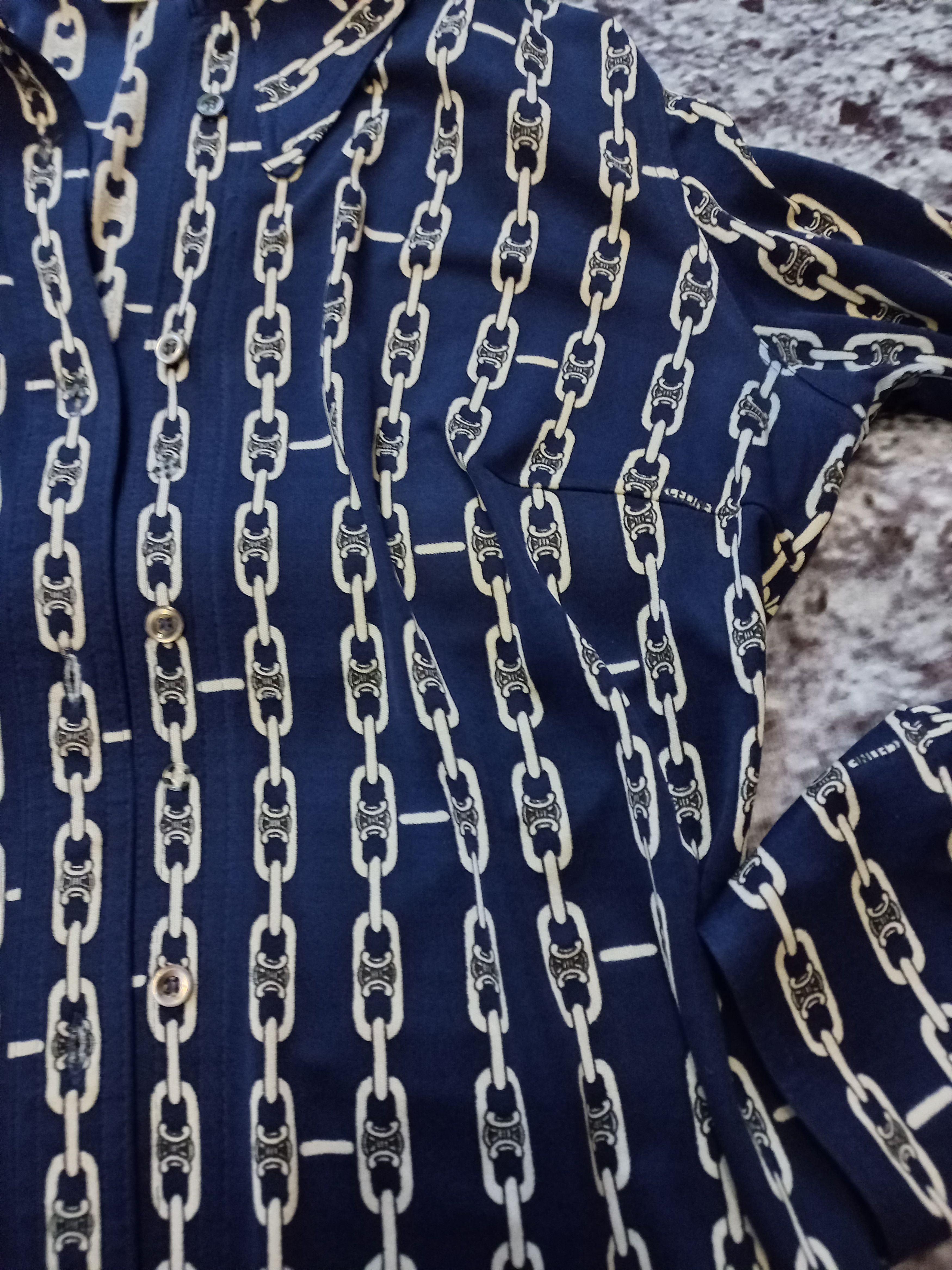 Celine × Vintage Shirt Celine Blue Womens, Pure Shilk 100 Size L / US 10 / IT 46 - 8 Thumbnail