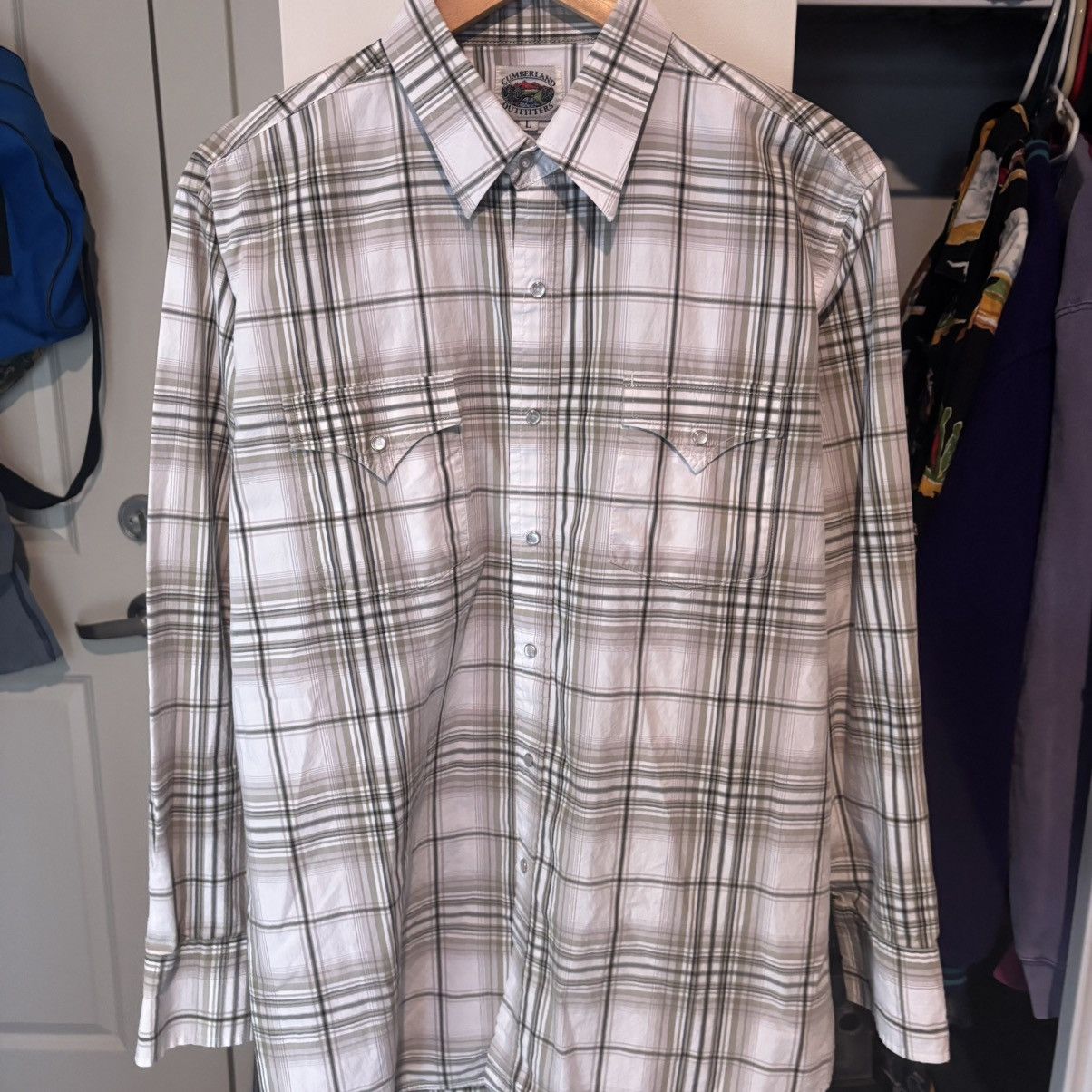 Vintage Sawtooth Pearl Snap Plaid Flannel Shirt Western Cowboy Size US L / EU 52-54 / 3 - 2 Thumbnail