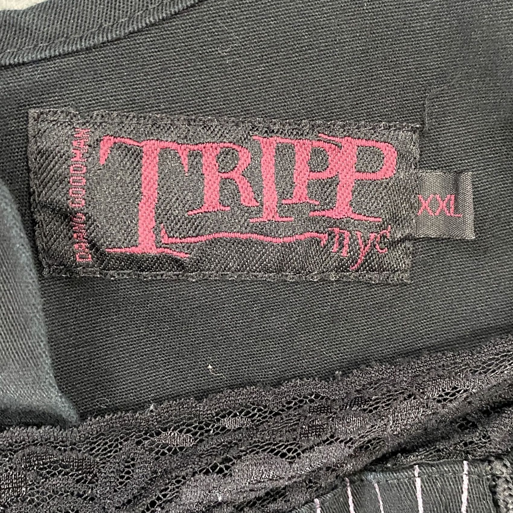 Tripp NYC TRIPP NYC Corset Top Womens 2XL Vintage Pinstripe Gothic Punk Y2K Lace Sleeveless Tank Black Trim Zipper Size XXL / US 16-18 / IT 52-54 - 6 Thumbnail