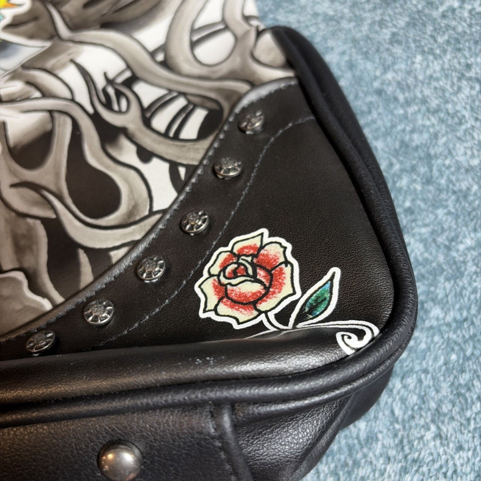 Ed Hardy ED HARDY TATTOO EAGLE LARGE FAUX LEATHER TOTE BAG 14”x15”x5” Size ONE SIZE - 4 Thumbnail