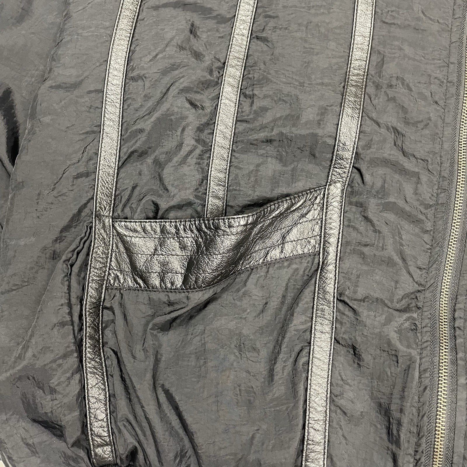 Other Vintage Alan Stuart Bomber Leather Nylon Jacket Black 90s Size US XXL / EU 58 / 5 - 3 Thumbnail