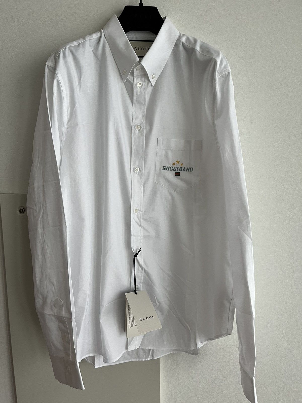 image of Gucci Super Runway Gucci Band Oxford Shirt in White, Men's (Size XL)