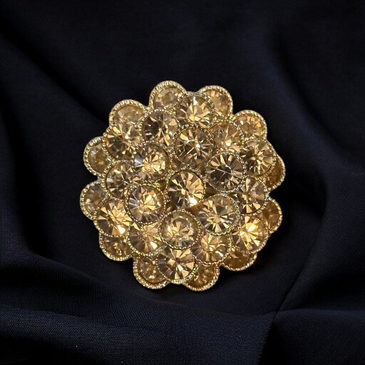Other Gold champagne rhinestones flower statement stretch ring Size ONE SIZE - 1 Thumbnail