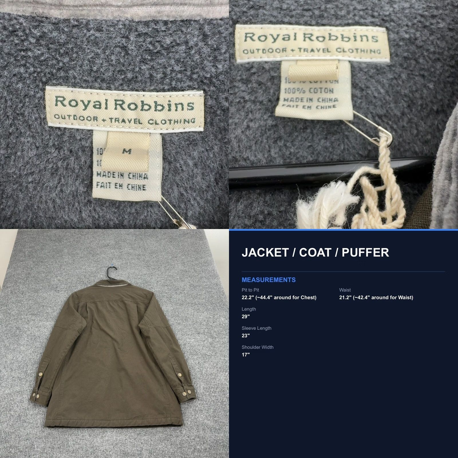 Royal Robbins VINTAGE Royal Robbins Jacket Womens M Brown Canvas Fleece Lined Outdoor Utility Casual Size M / US 6-8 / IT 42-44 - 8 Thumbnail