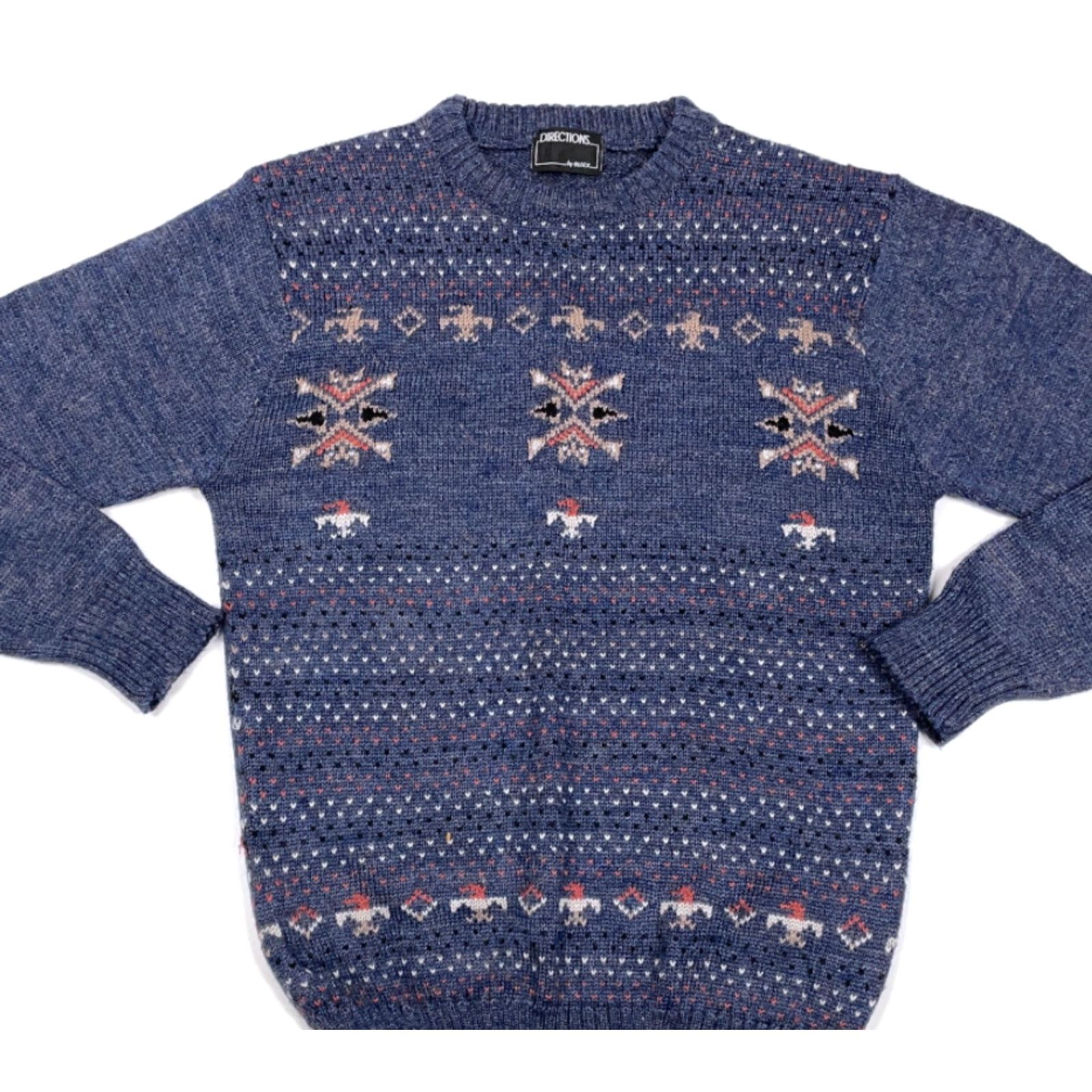 Vintage VINTAGE VTG 80s Blue Tribal Geometric Pattern Sweater Adult Medium Men Wool Crew Neck Pullover Knit Lightweight Size US M / EU 48-50 / 2 - 3 Thumbnail