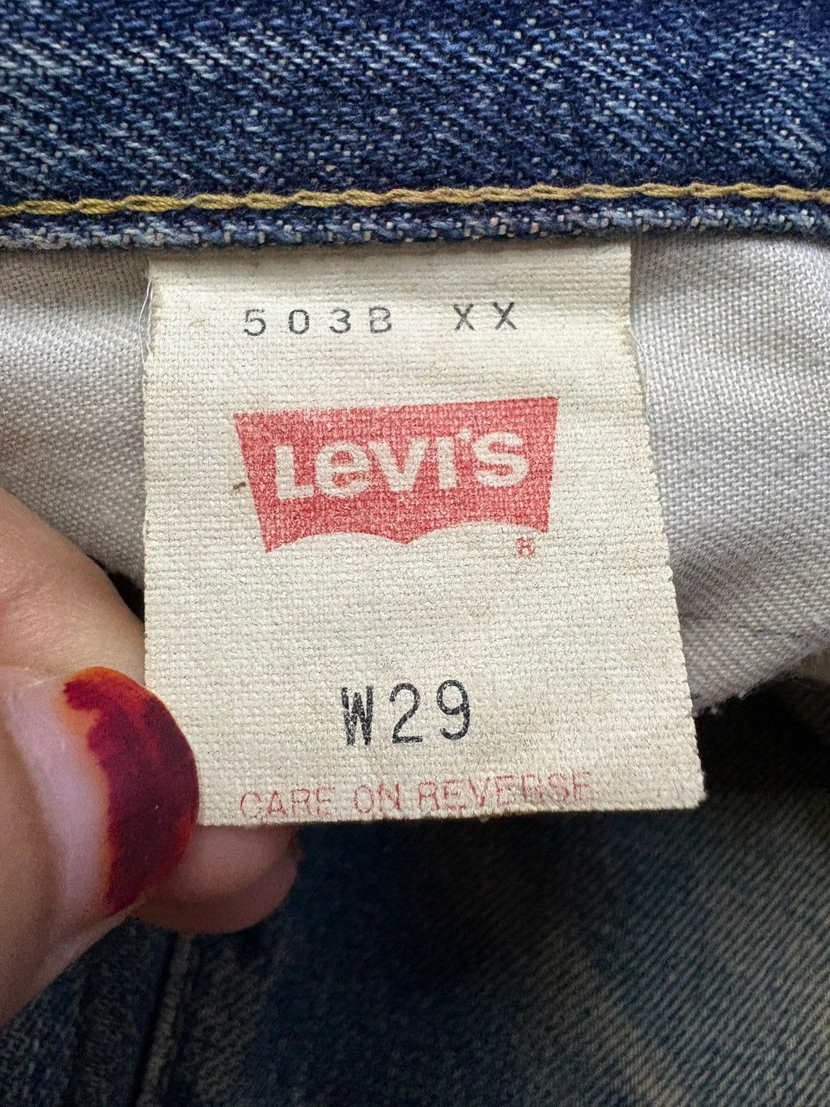 Levi's Vintage 80s Levis 503BXX Big E Selvedge Mud Wash Baggy Jeans Size US 29 - 10 Thumbnail