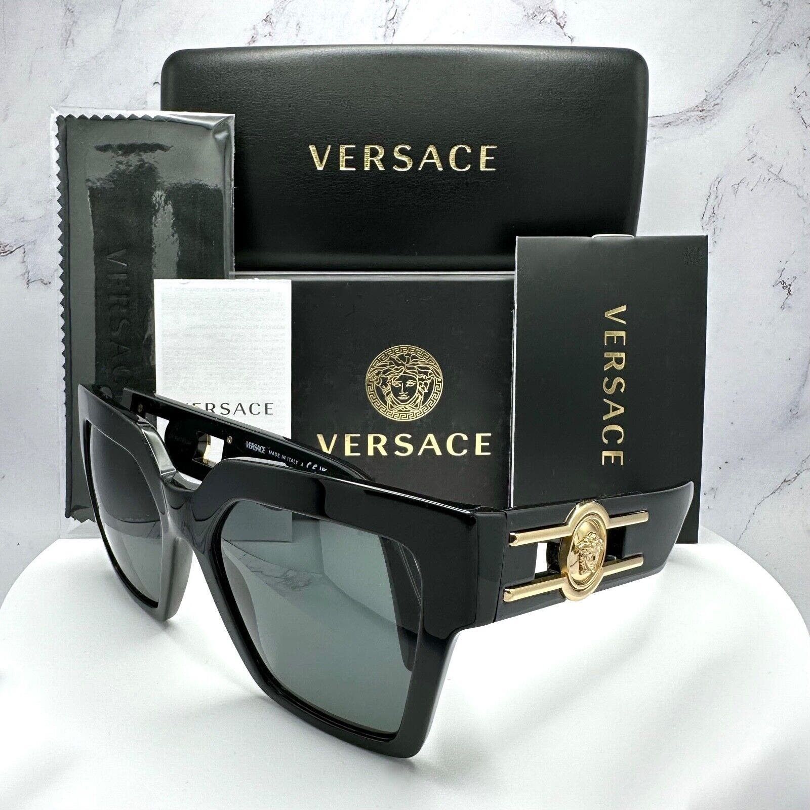 image of Versace Sunglasses Black Acetate Square Gold Metal Medusa, Women's