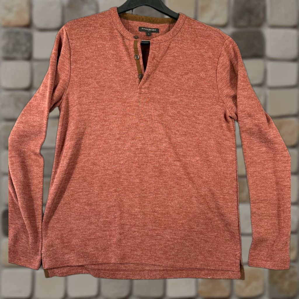 Banana Republic Banana Republic Henley Sweater Mens L Heather Red Knit Long Sleeve Pullover Size US L / EU 52-54 / 3 - 1 Thumbnail