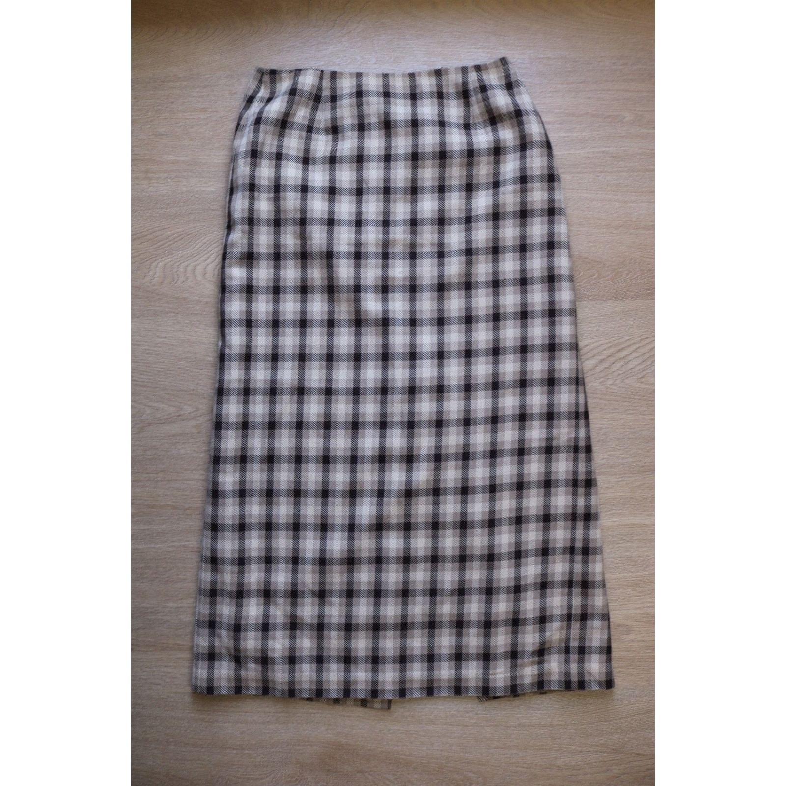 Other Beige and Brown Plaid Midi Pencil Skirt size 8 lined Size 30" / US 8 / IT 44 - 1 Thumbnail