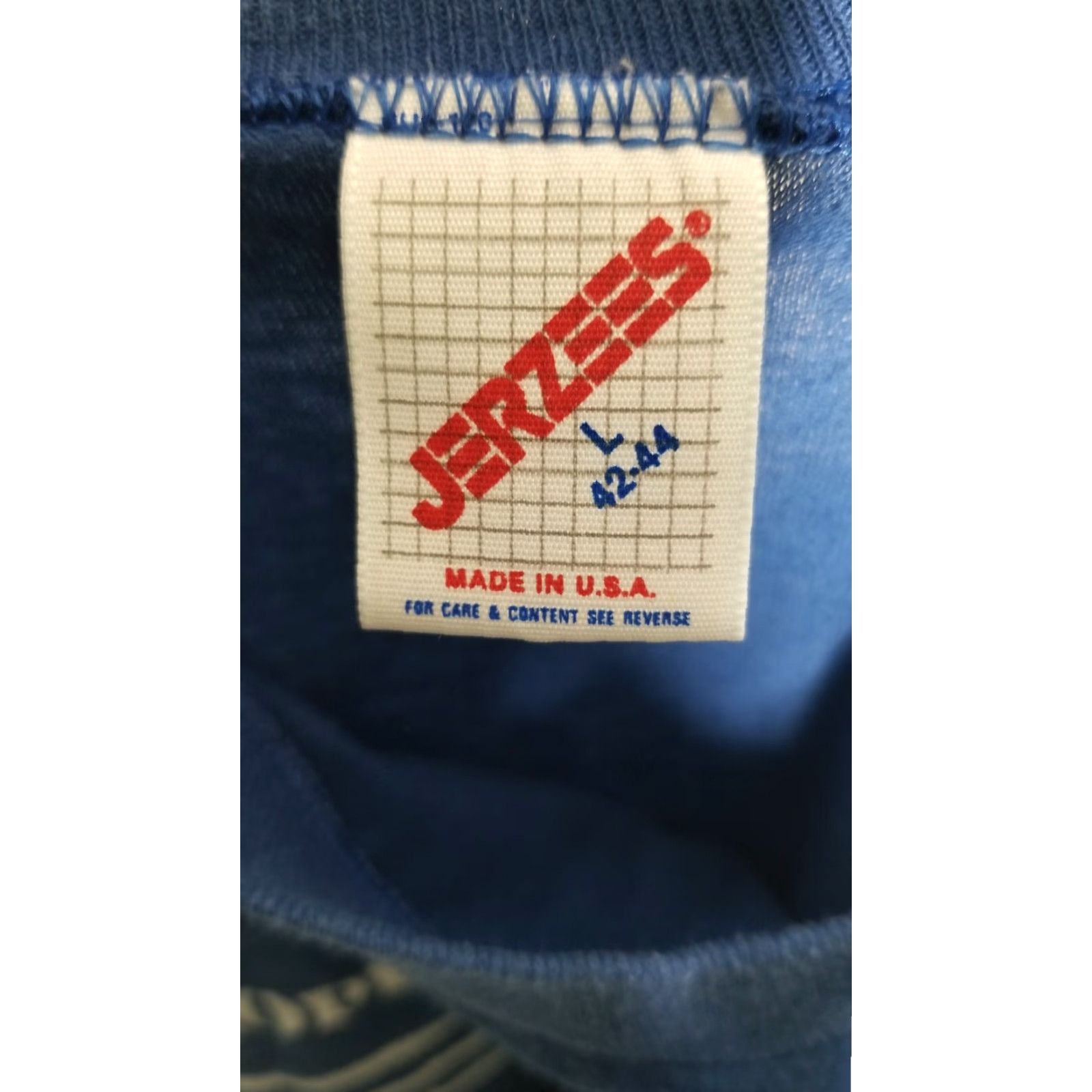 Jerzees VINTAGE Jerzees T-Shirt Men Large Blue 80s Single Stitch Crew Neck Short Sleeve Graphic Print USA - Morrow Hospital Auburndale FL - Size L Mens Size US L / EU 52-54 / 3 - 3 Thumbnail