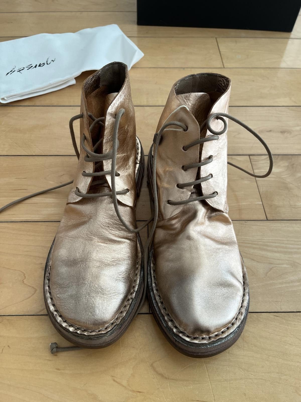 Marsell NWB - Marsell Metallic Leather Lace Up Boots Size US 7 / IT 37 - 3 Thumbnail