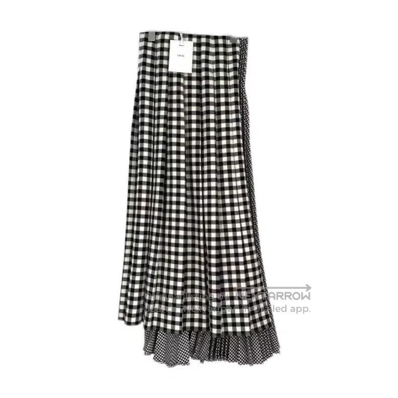 Dior Dior Black and white checkered wool irregular skirt Size 24" / US 00 / IT 34 - 1 Thumbnail