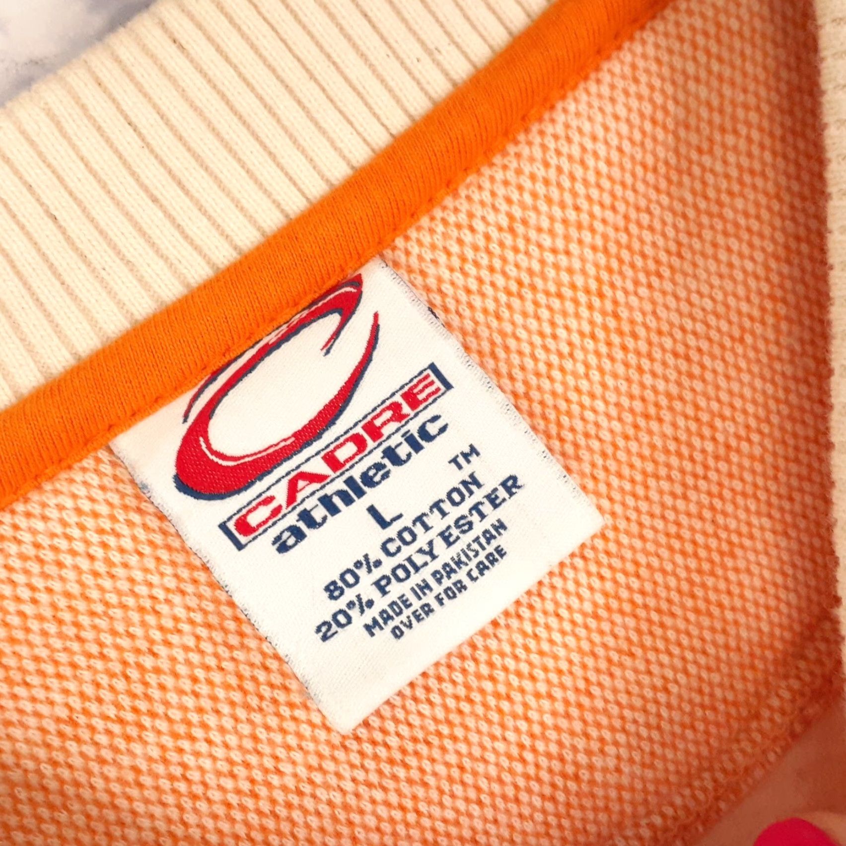 Vintage VINTAGE Cadre Athletic Varsity V Neck Sweater Mens Large Unisex Adults Pullover Knit Orange Cotton Blend Long Sleeve Sports Academia 90s Size US L / EU 52-54 / 3 - 6 Thumbnail