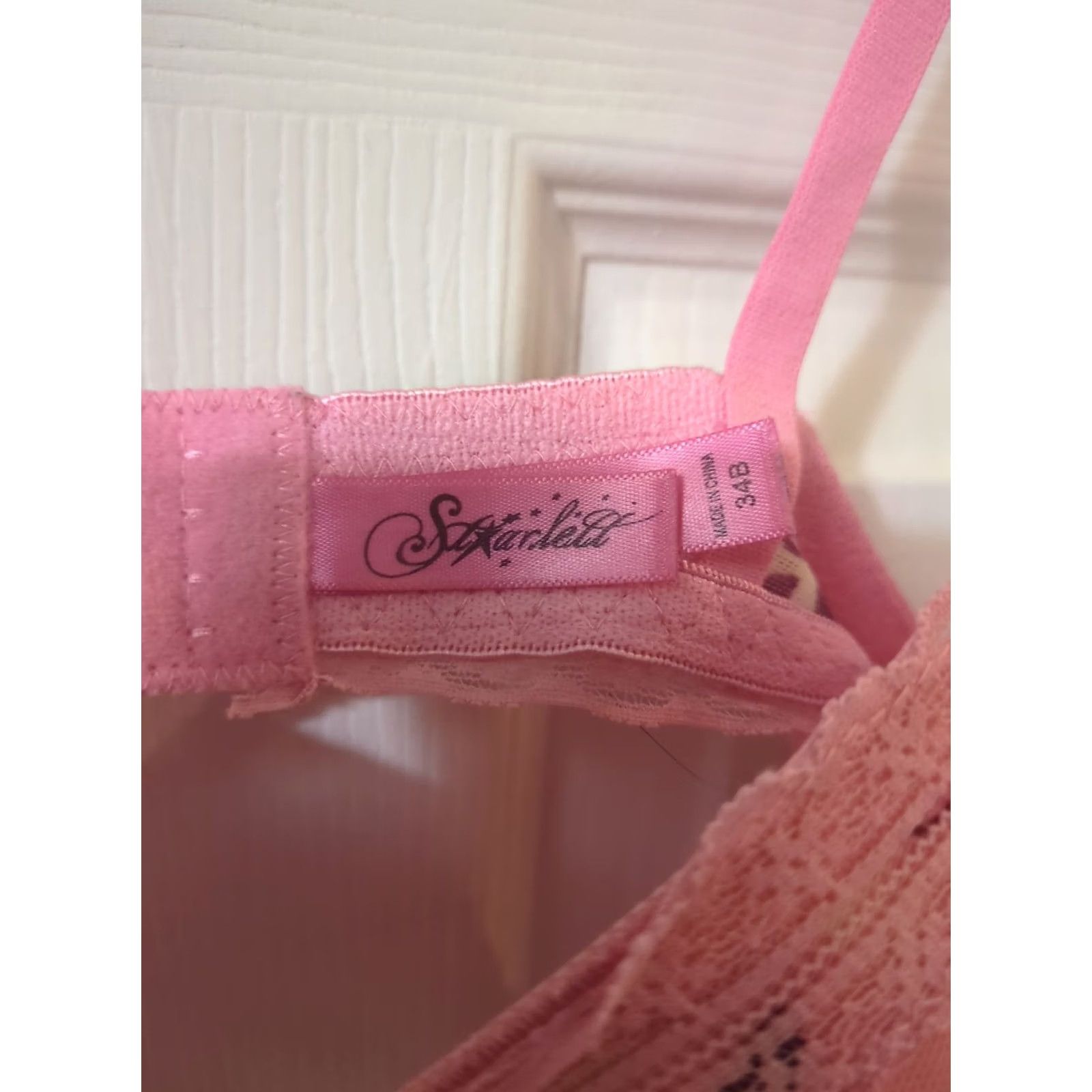 Vintage VINTAGE Starlett Pink Floral Bra 34B Lightly Padded Lace Women's Size ONE SIZE - 3 Thumbnail