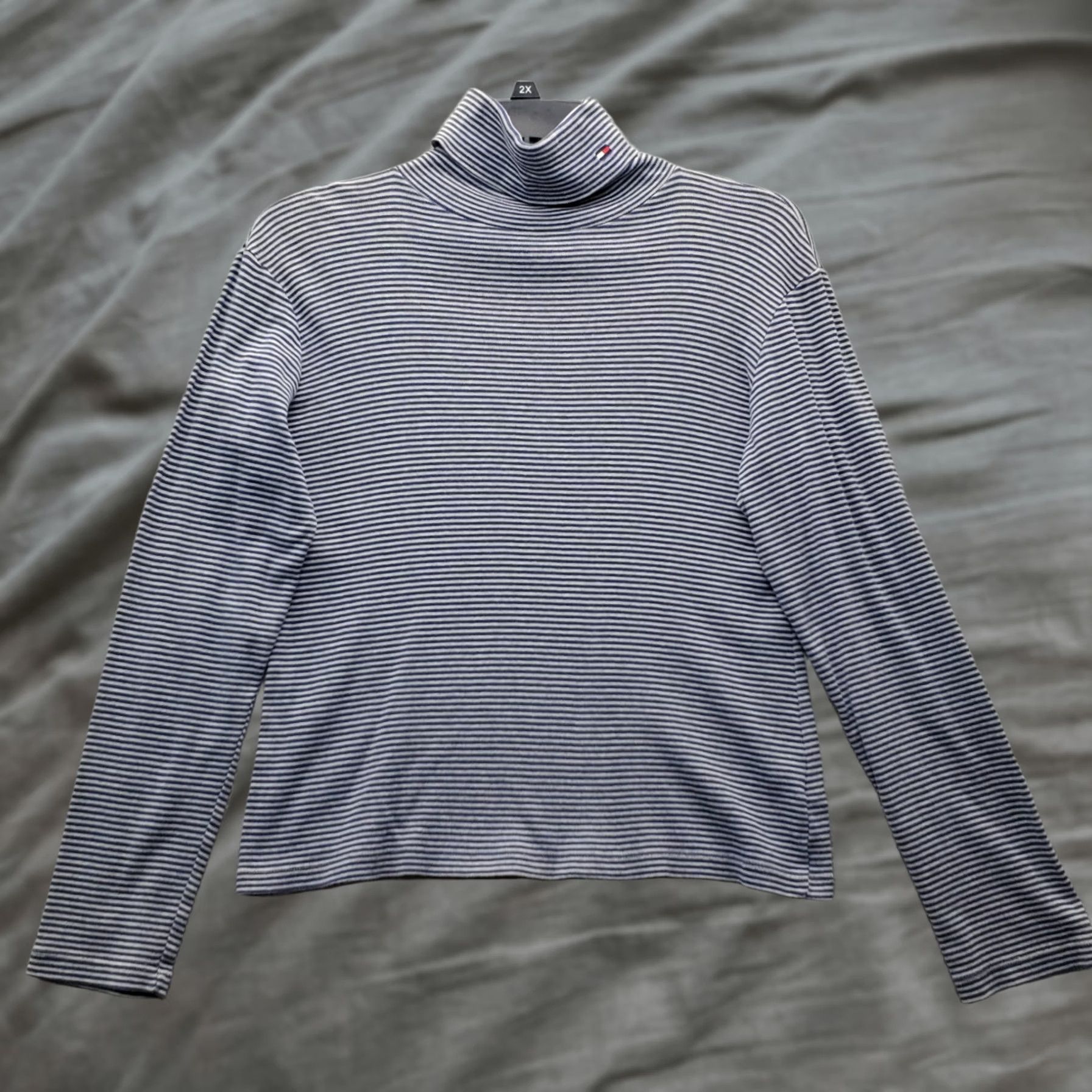 Tommy Hilfiger Tommy Hilfiger Shirt Top Women Size L Multicolor Striped Embroidered Logo Turtle Neck Long Sleeve Size L / US 10 / IT 46 - 1 Thumbnail