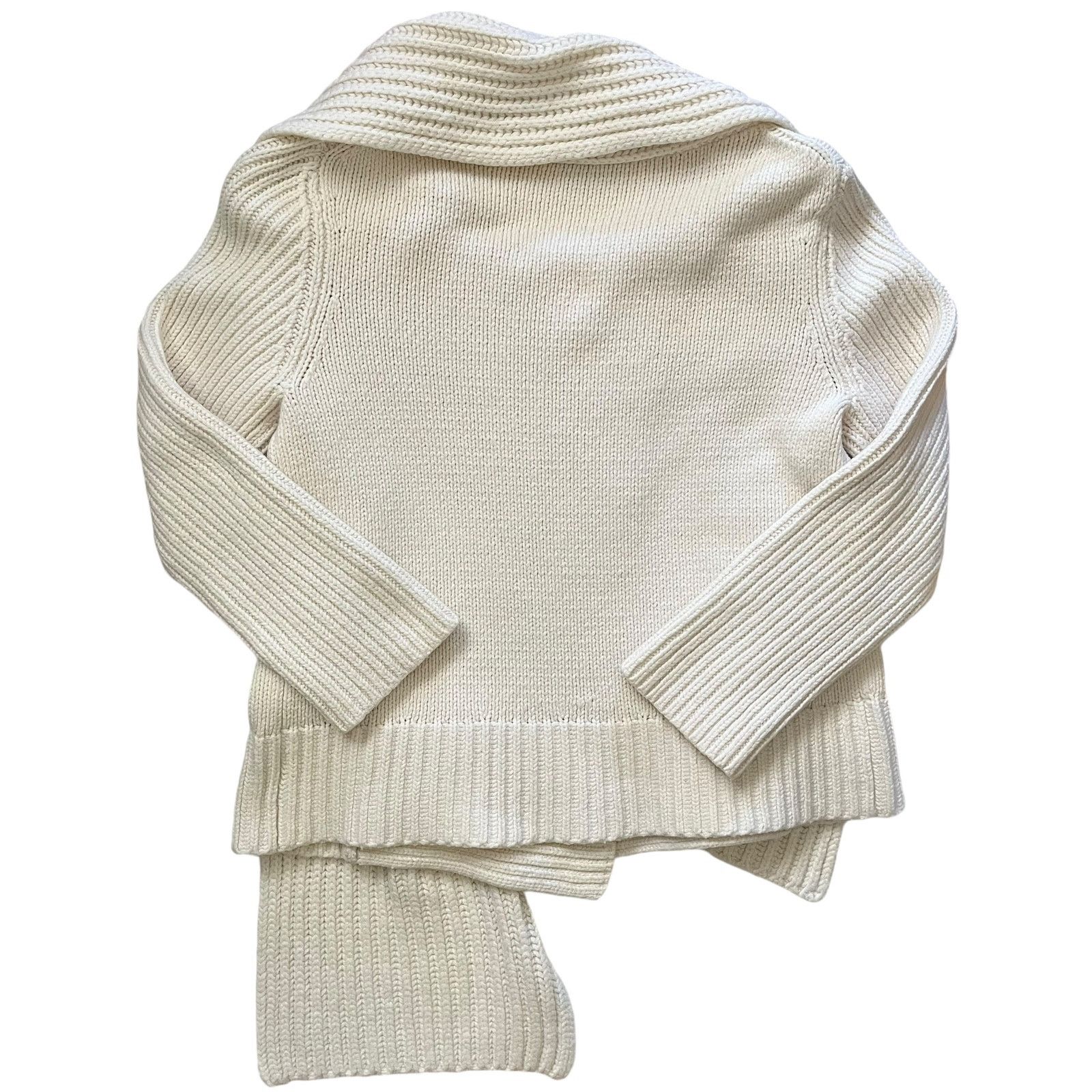 Theory Theory Ivory White Carolyn Cardigan Sweater & Attached Scarf Size M / US 6-8 / IT 42-44 - 3 Thumbnail