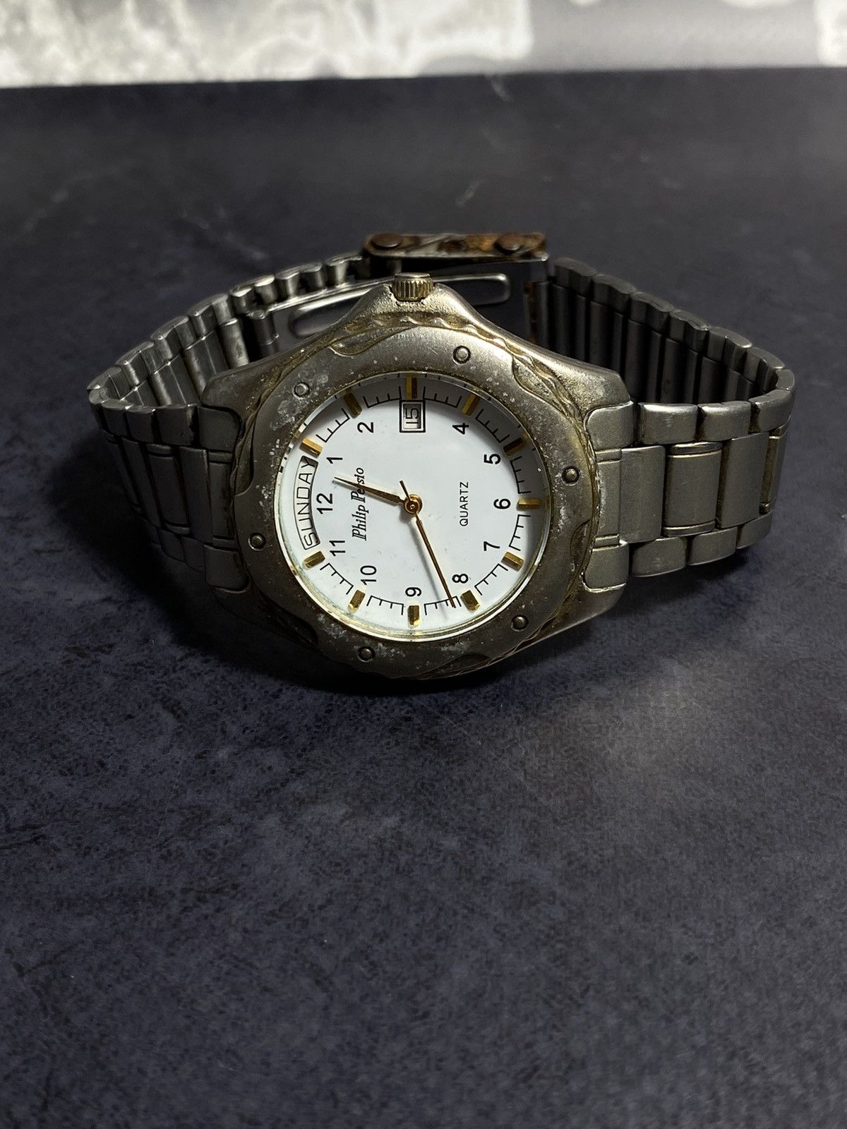 Japanese Brand Philip Persio Quartz Watch Day-Date Stainless Steel Vintage Size ONE SIZE - 6 Thumbnail