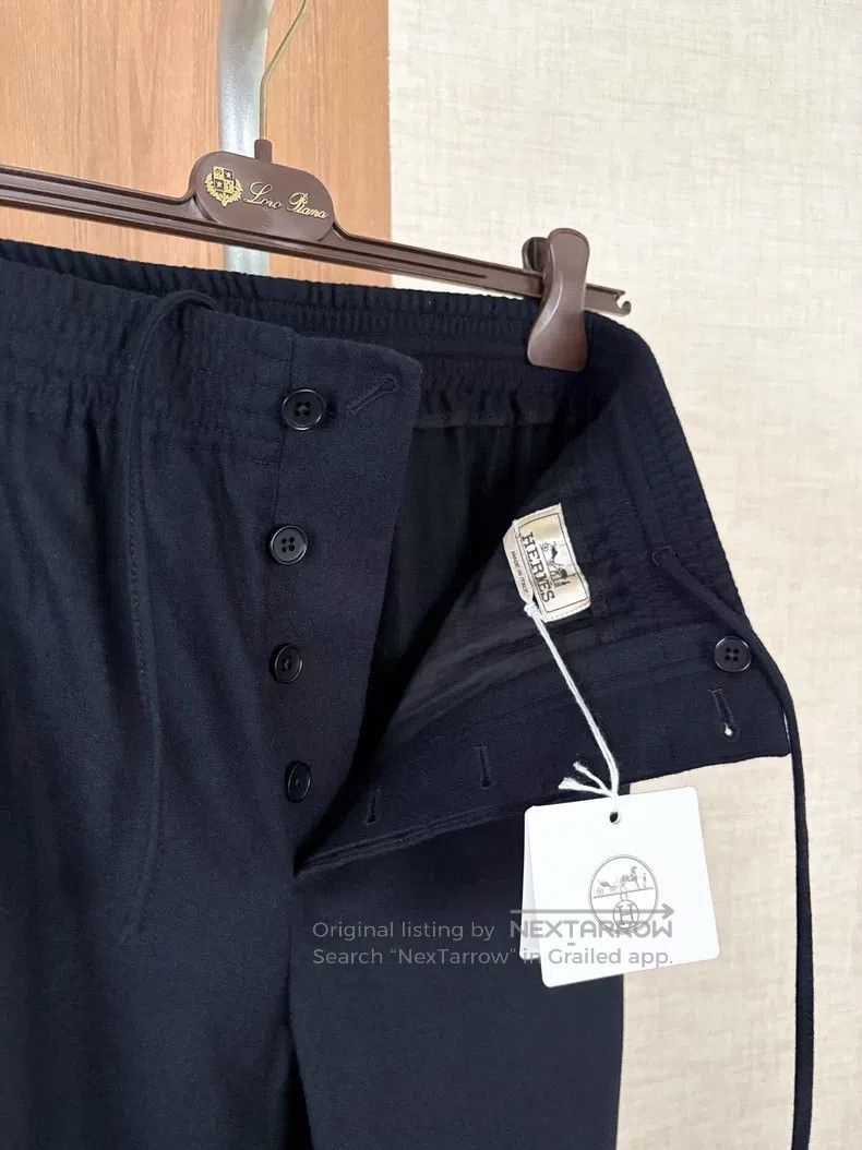 Hermes Autumn and Winter Cashmere Drawstring Casual Pants