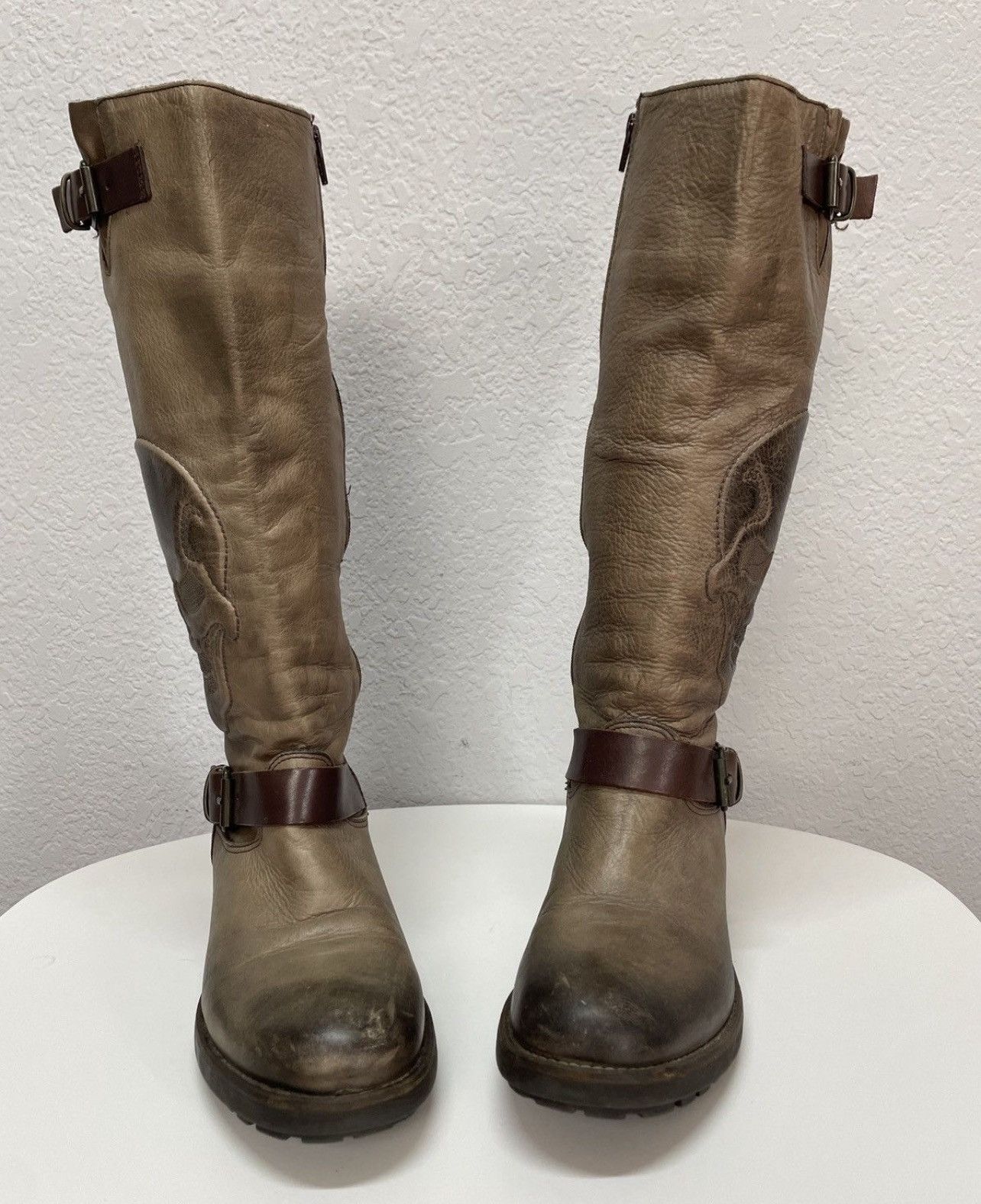 If Six Was Nine AS 98 Vibe Artisan Brown Leather Side Zip Ankle Biker Boots Size US 8 / IT 38 - 6 Thumbnail