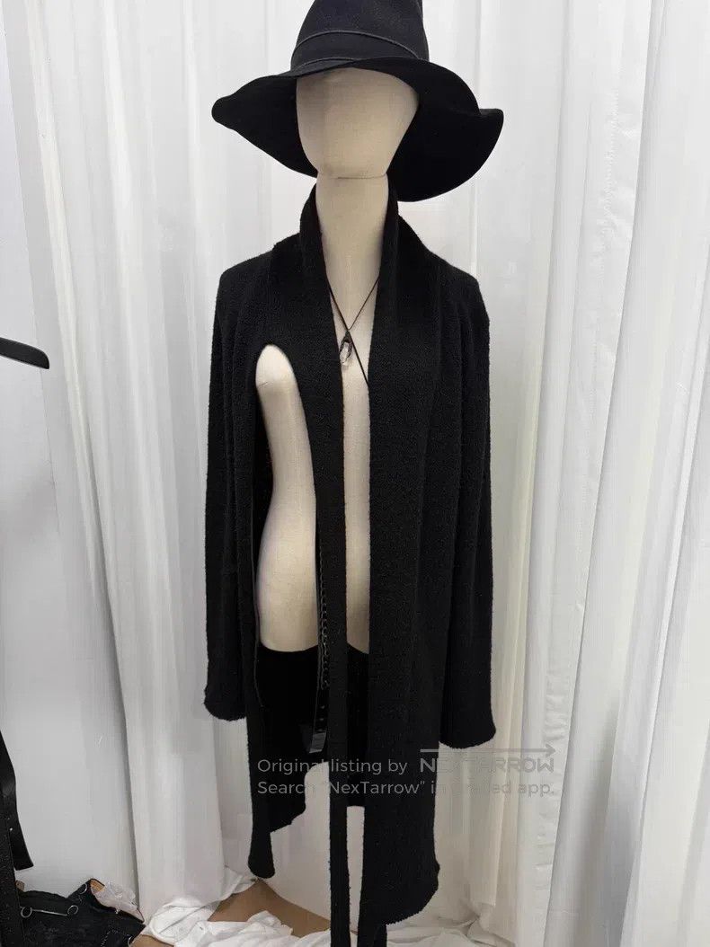 Yohji Yamamoto Yohji Yamamoto Wool blend scarf collar cut-out cardigan Size S / US 4 / IT 40 - 1 Thumbnail