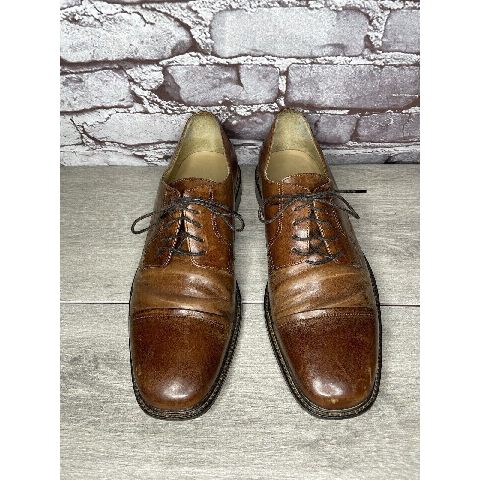 Johnston & Murphy Johnston Murphy J. Murphy Brown Leather Cap Toe Oxford Dress Size US 10 / EU 43 - 17 Thumbnail