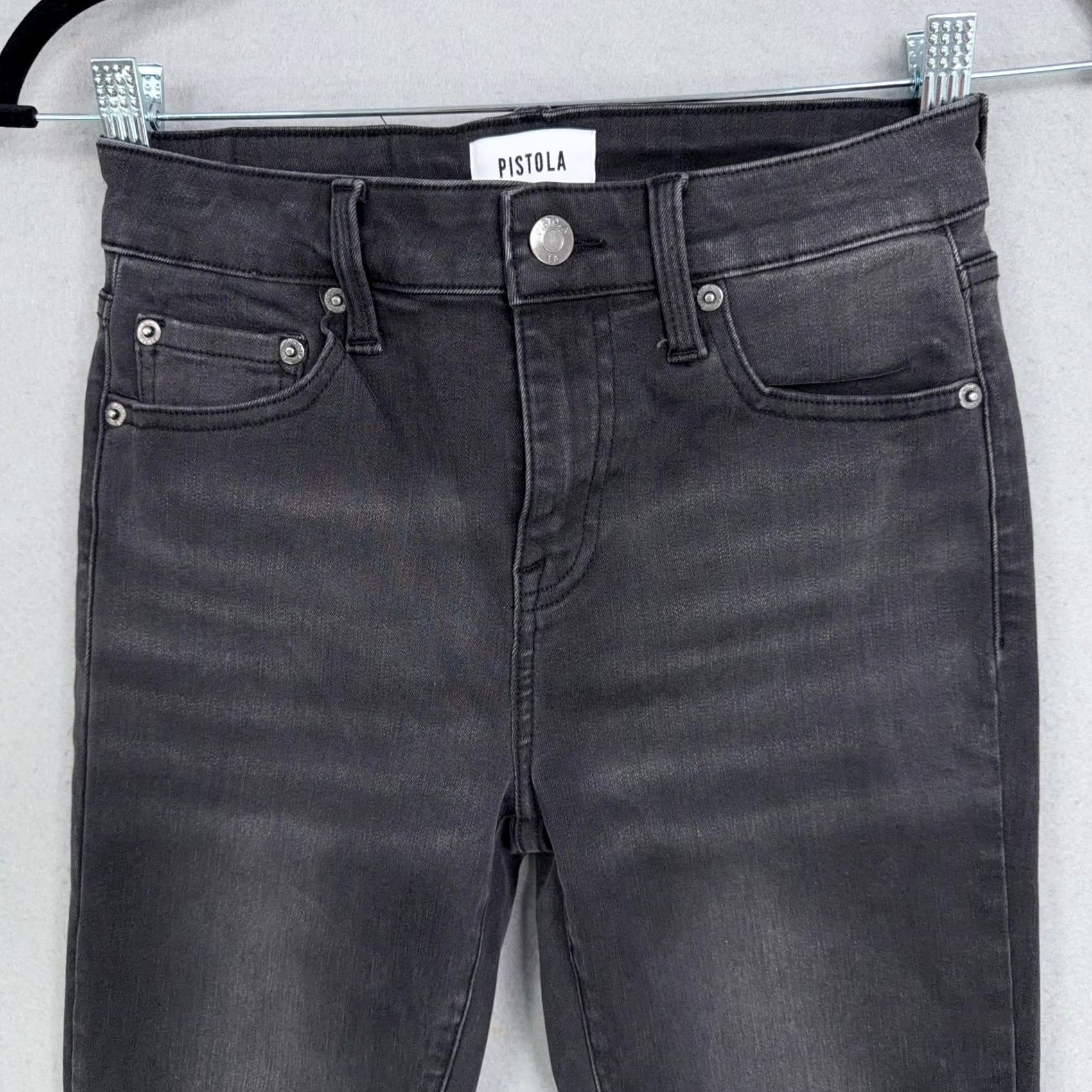 Pistola Pistola Jeans Womens 26 Gray Mid Rise Skinny Raw Hem Crop Charcoal Wash Denim Pants Jeans Slim Women's Size 26" / US 2 / IT 38 - 2 Thumbnail