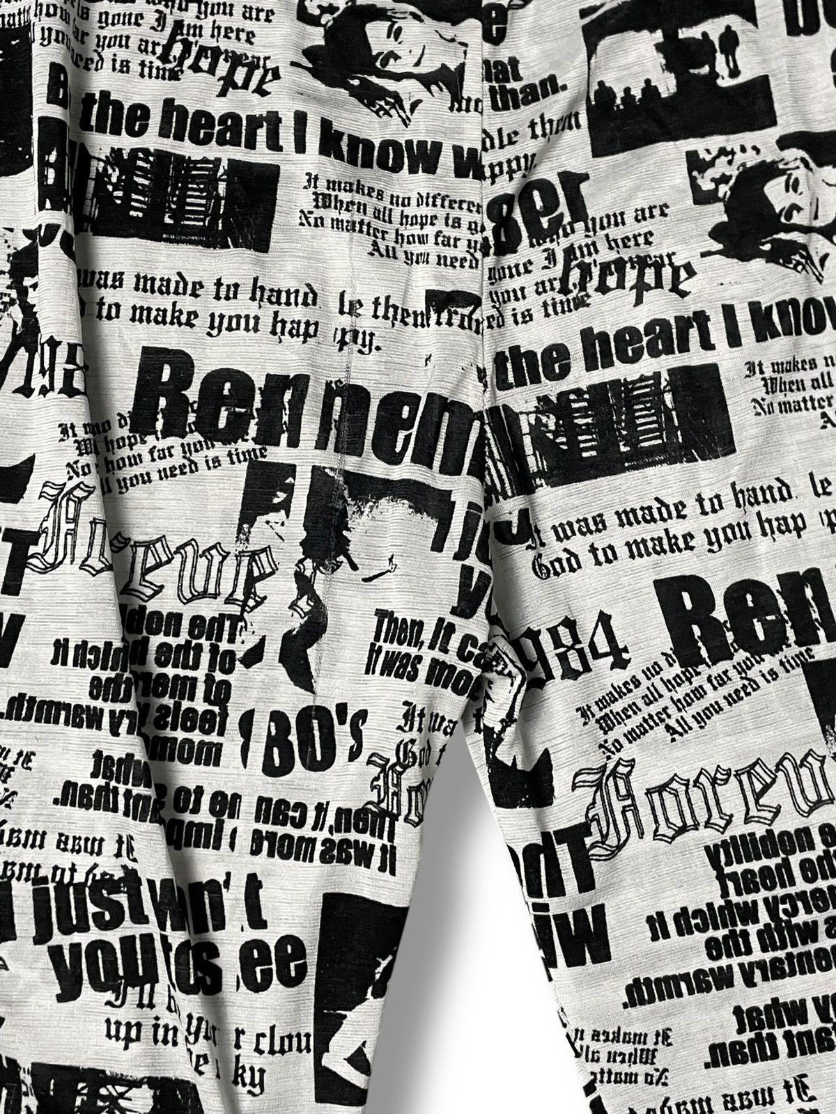 Designer × Japanese Brand Blue Trive Newspaper Pattern Cotton Spandex Pants (4) Size US 30 / EU 46 - 8 Thumbnail