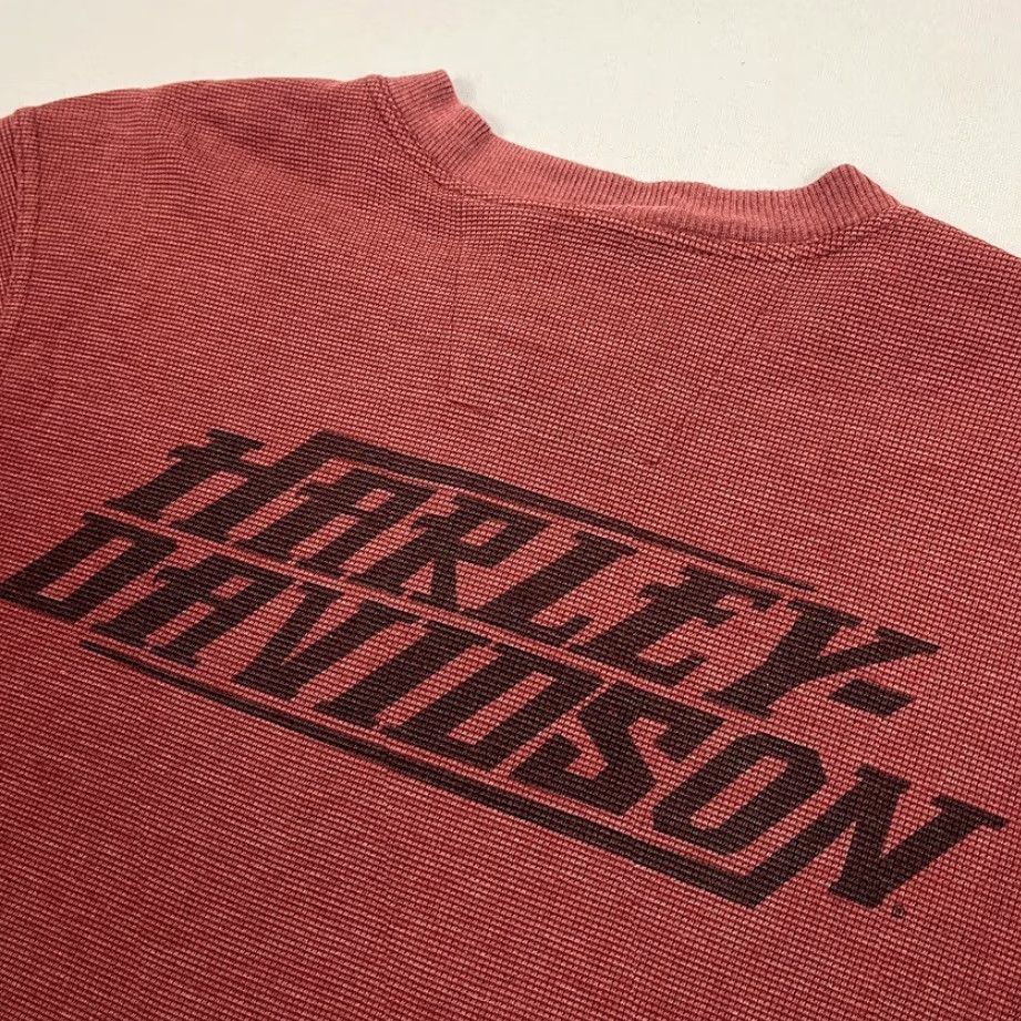 Harley Davidson VINTAGE Harley-Davidson Shirt Mens Large Red Thermal Knit Henley Embroidered Biker Y2K Size US L / EU 52-54 / 3 - 3 Thumbnail