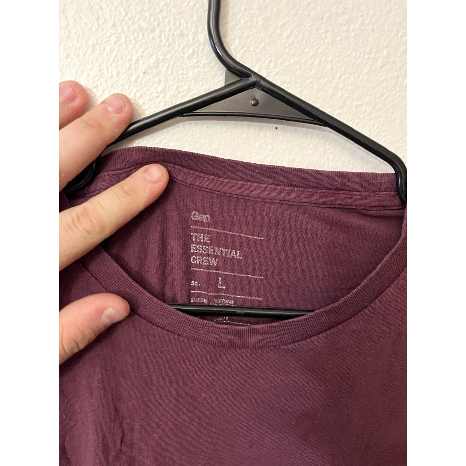 Gap VINTAGE Gap Men's T-Shirt Short Sleeve Crew Neck Large Maroon Basic Tee Cotton 90s Mens Size US L / EU 52-54 / 3 - 3 Thumbnail