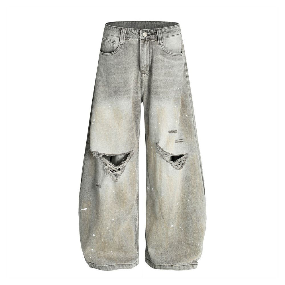 Japanese Brand × Jean Men's distressed punk ink-washed ripped scimitar jeans Size US 32 / EU 48 - 1 Thumbnail