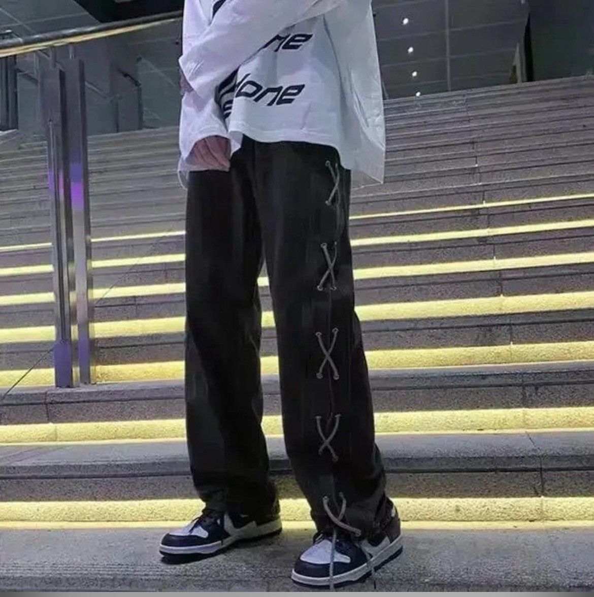 Japanese Brand × Jean Cross Ribbon Jeans Men's Baggy Size US 33 - 3 Thumbnail